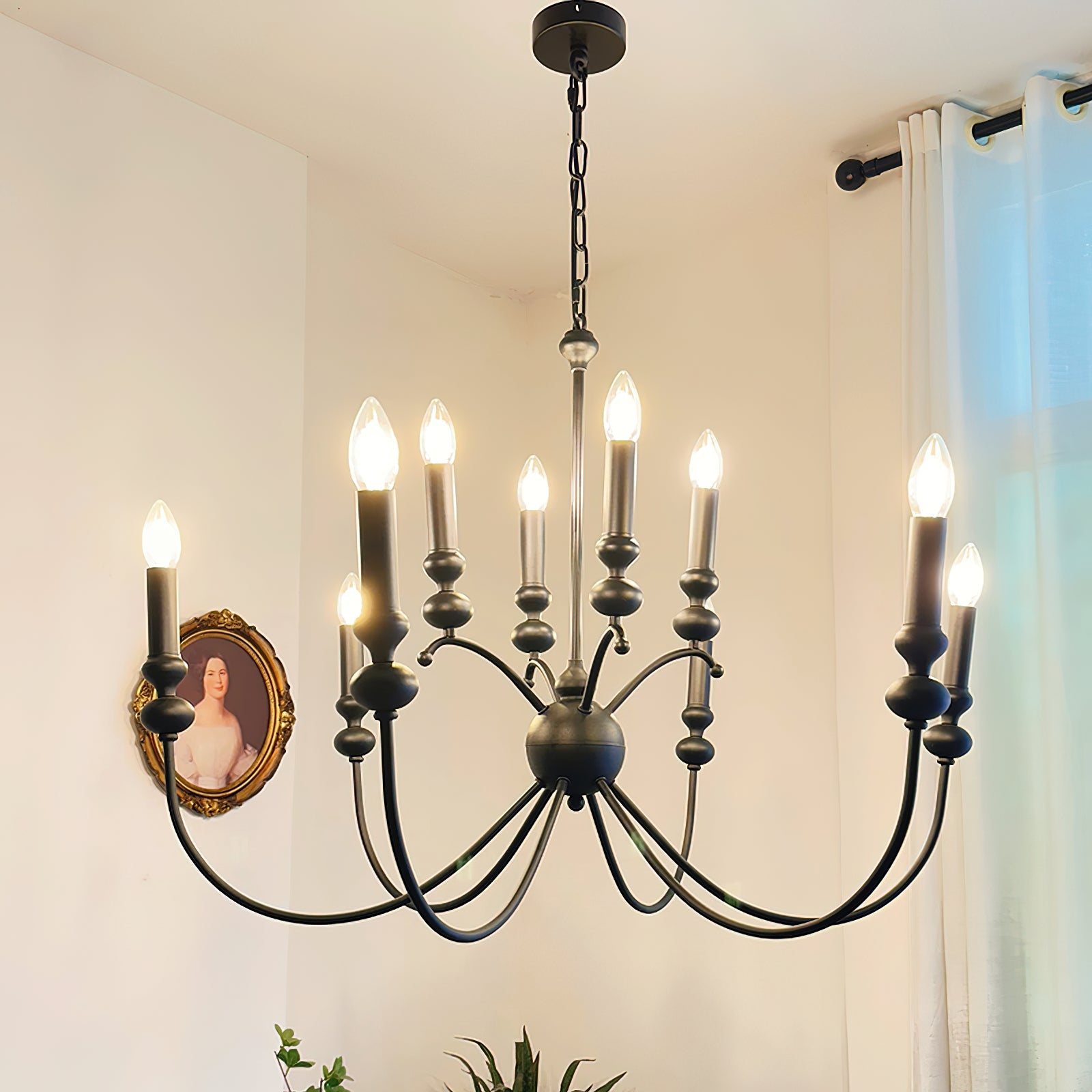 Crest Premium Vintage Industrial Black Metal Chandelier - Lamp Copper
