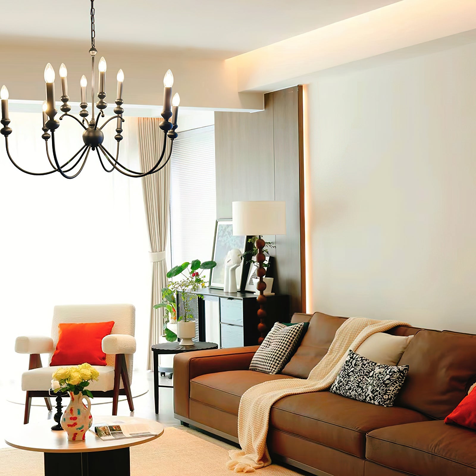 Crest Premium Vintage Industrial Black Metal Chandelier - Lamp Copper