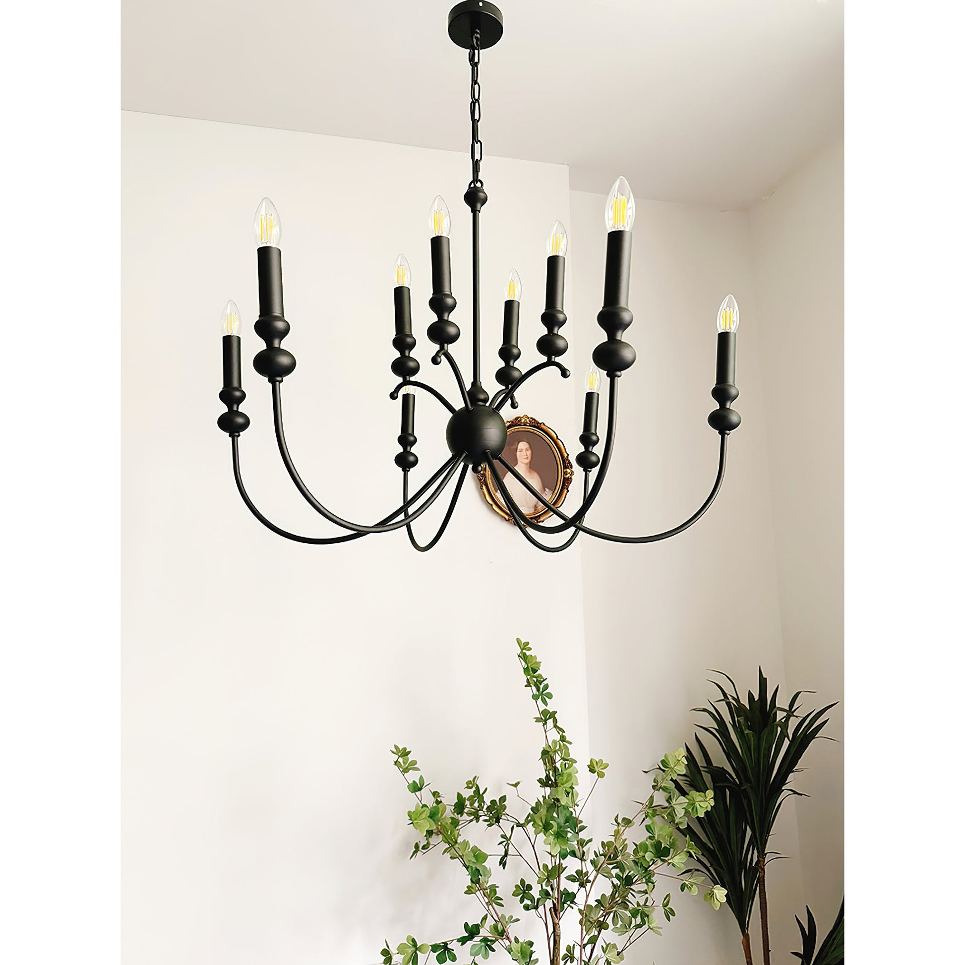 Crest Premium Vintage Industrial Black Metal Chandelier - Lamp Copper