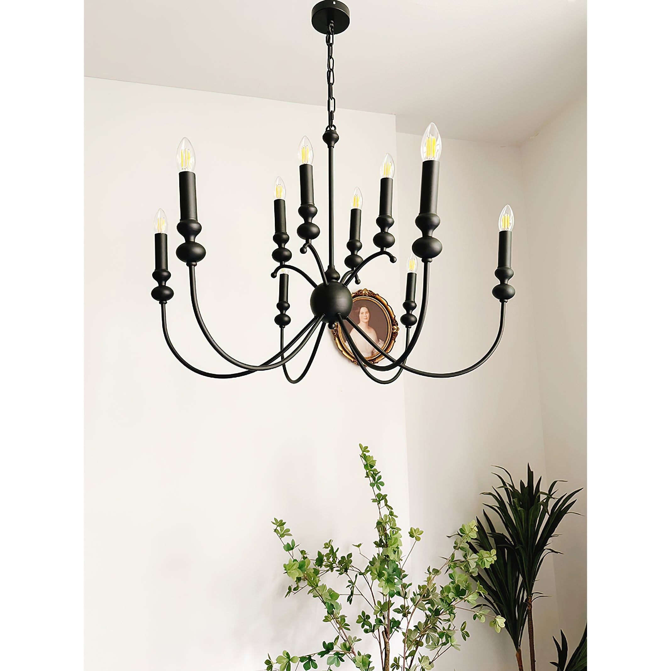 Crest Premium Vintage Industrial Black Metal Chandelier - Lamp Copper