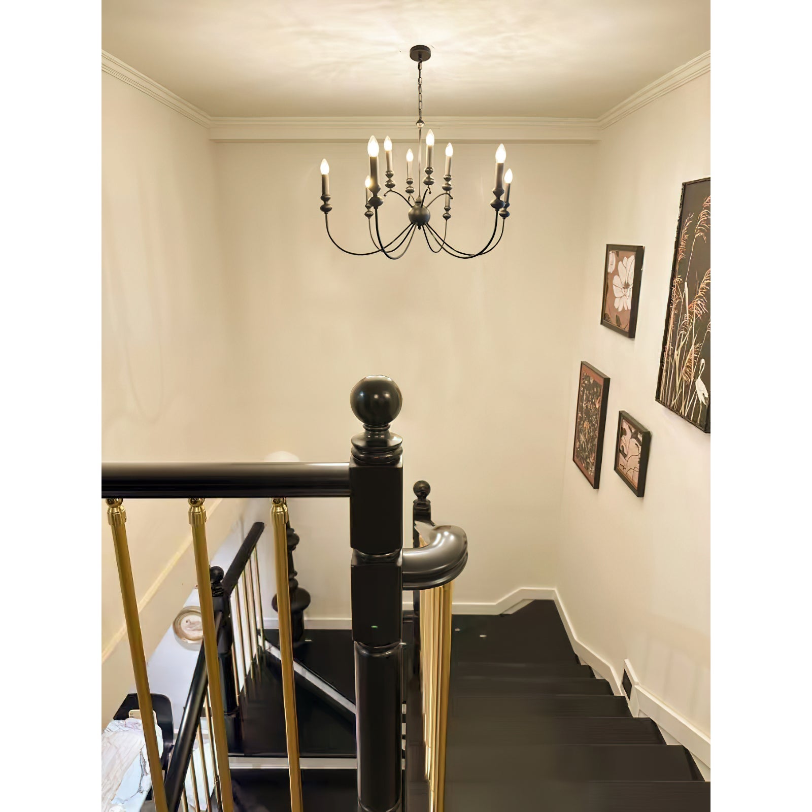 Crest Premium Vintage Industrial Black Metal Chandelier - Lamp Copper