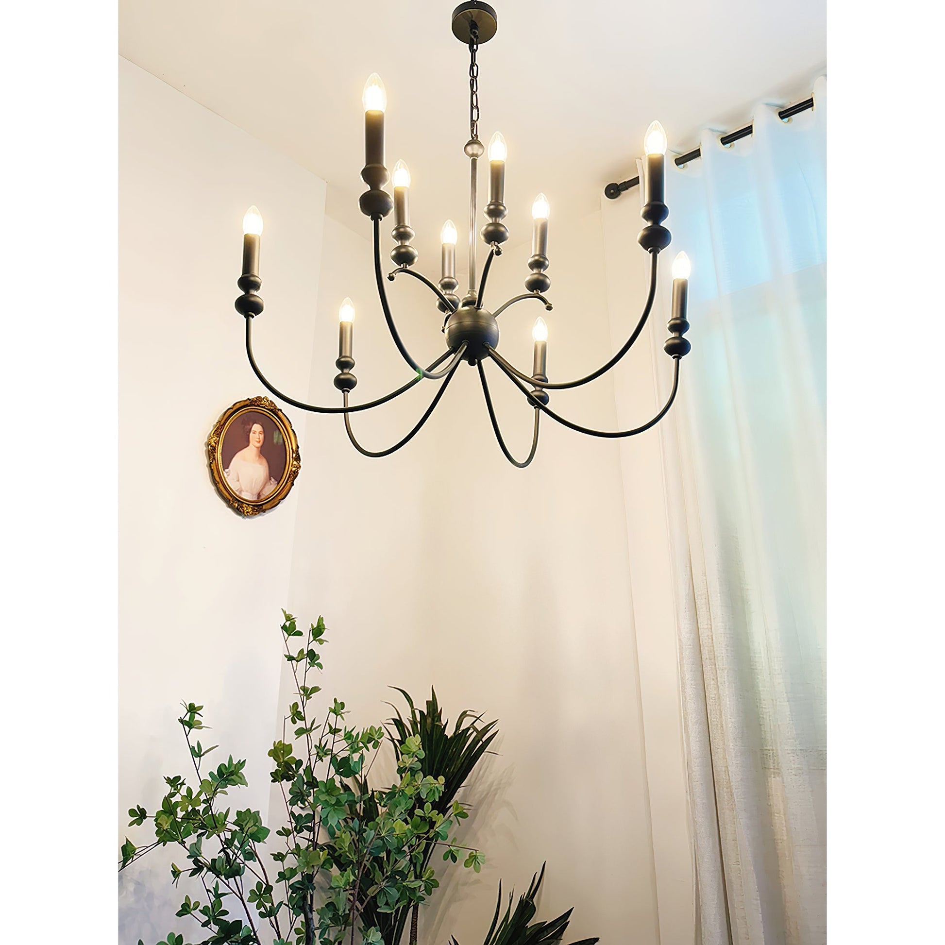 Crest Premium Vintage Industrial Black Metal Chandelier - Lamp Copper
