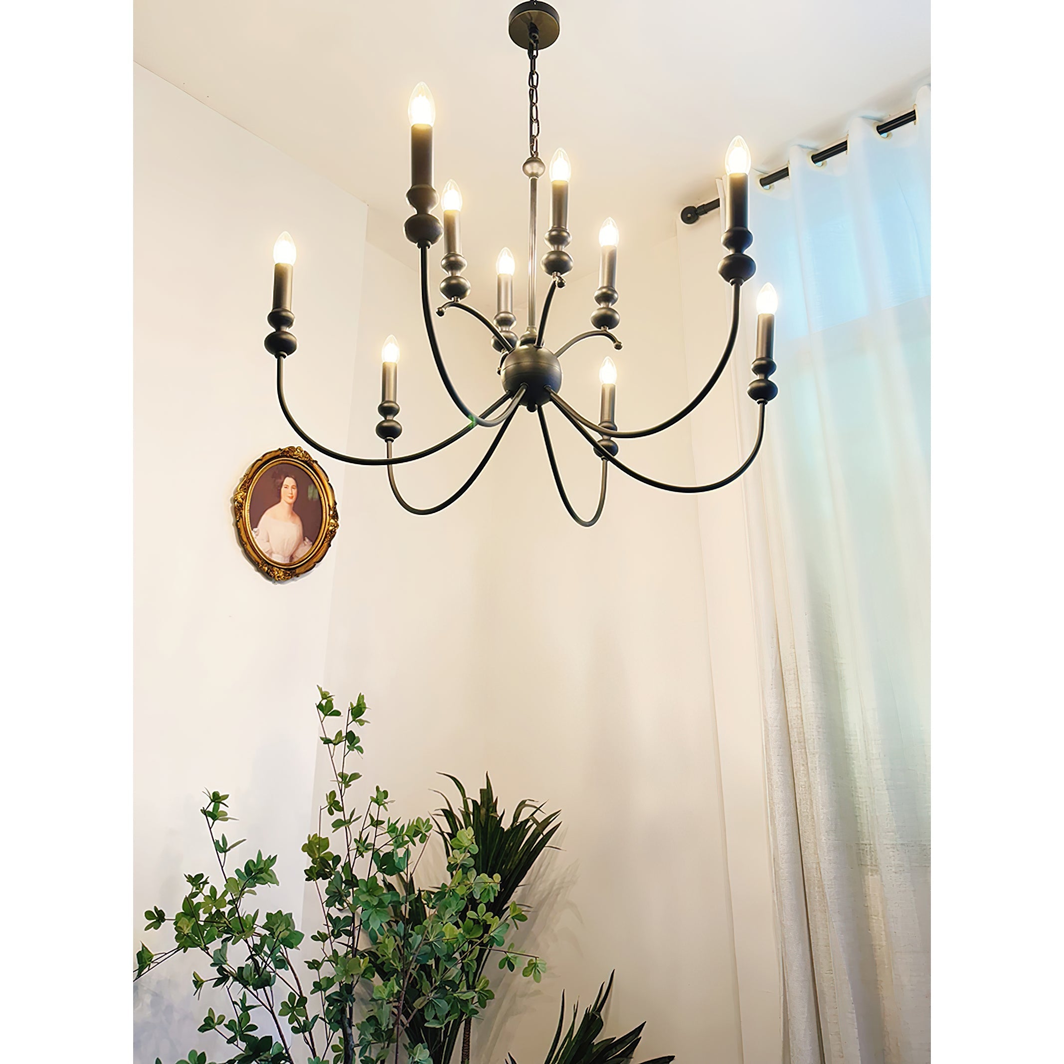 Crest Premium Vintage Industrial Black Metal Chandelier - Lamp Copper