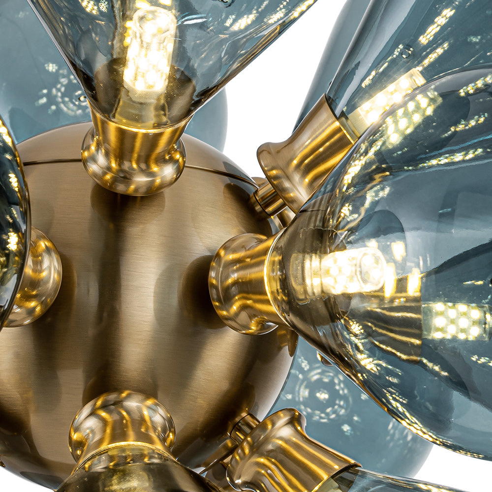 Orbis Contemporary Glass Chandelier - Lamp Copper