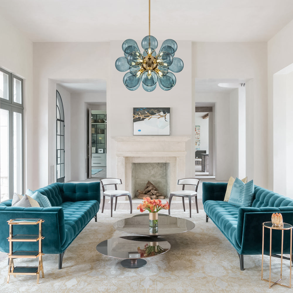 Orbis Contemporary Glass Chandelier - Lamp Copper