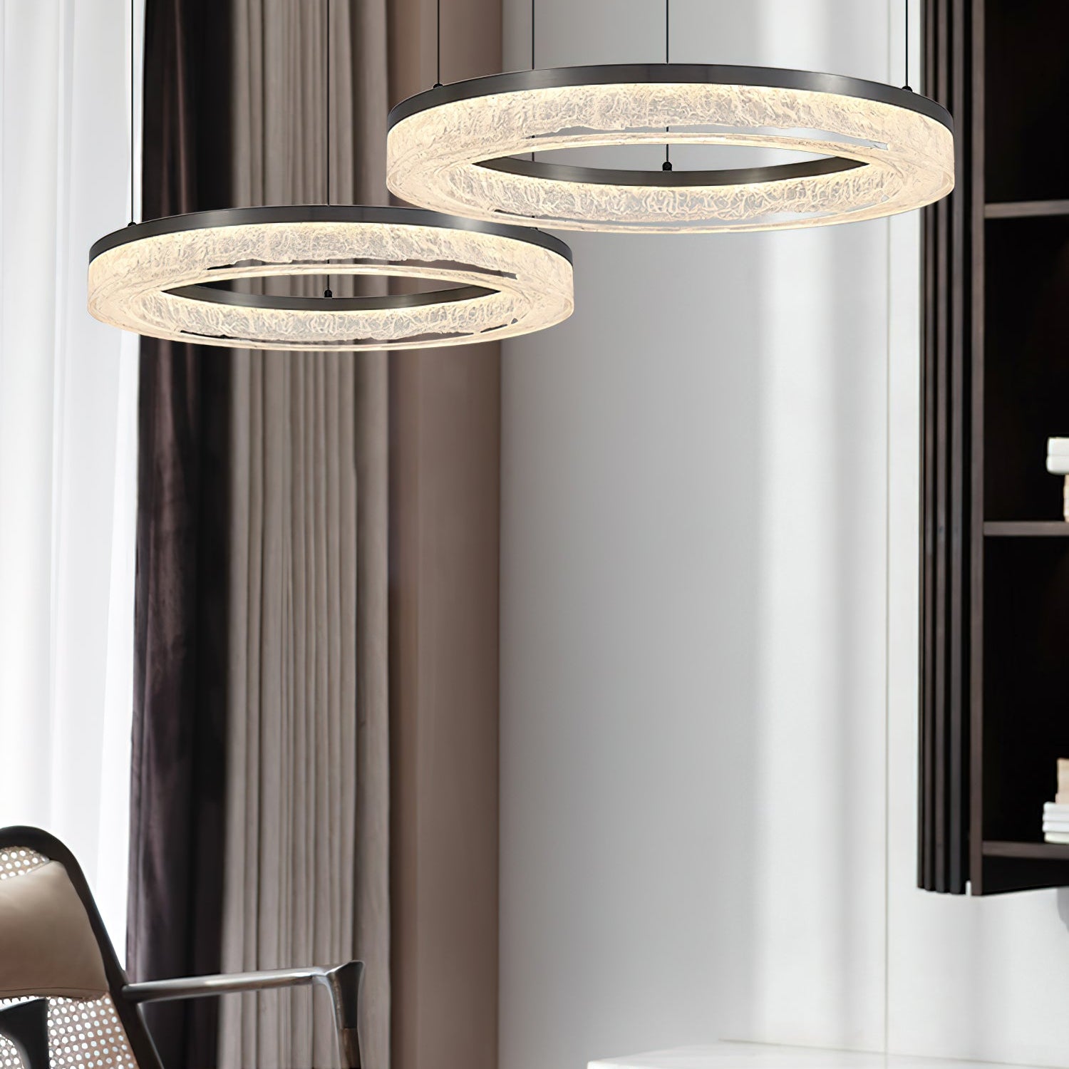 Idyll Modern Minimalist Round LED Metal Resin Chandelier - Lamp Copper