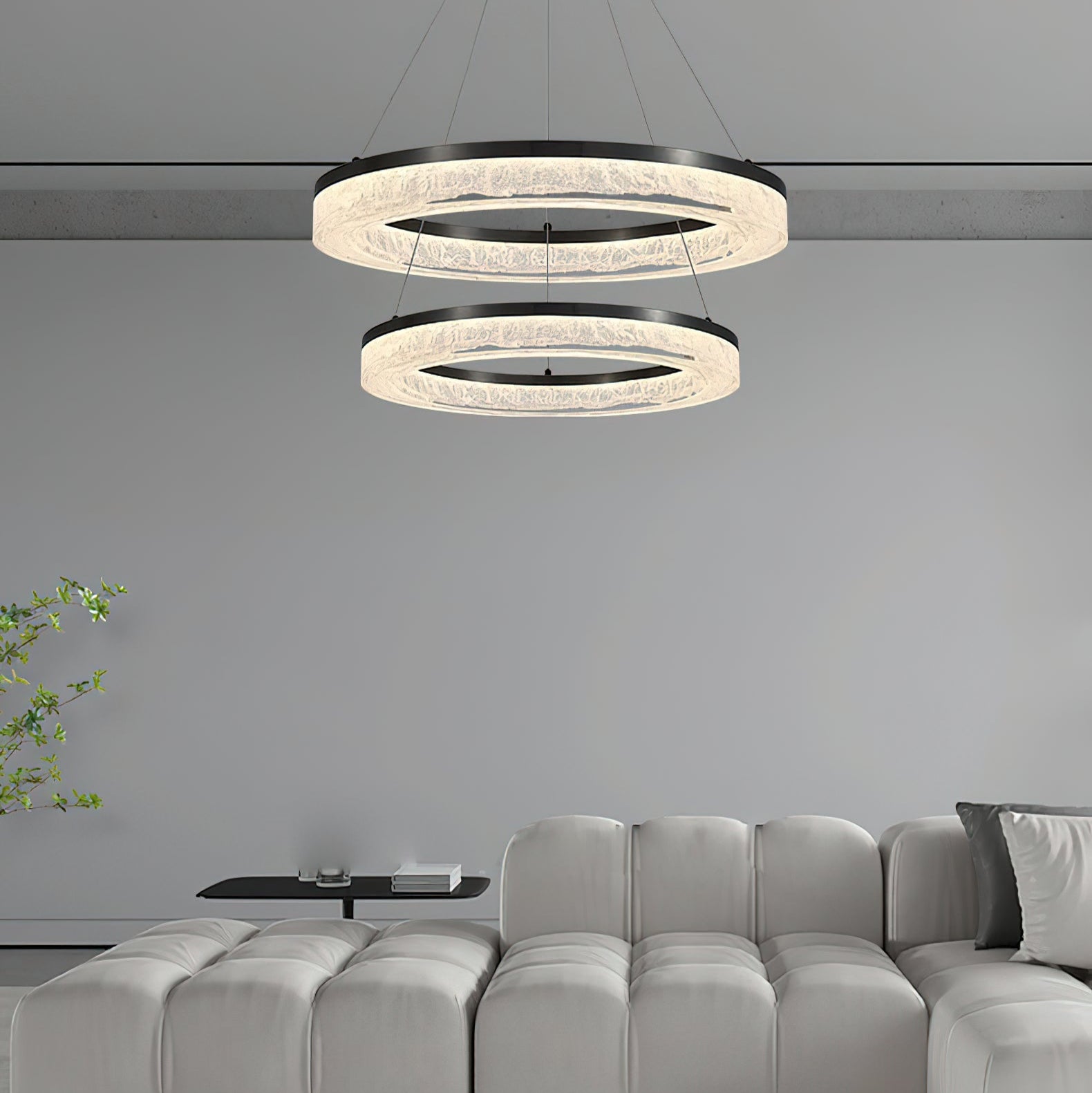 Idyll Modern Minimalist Round LED Metal Resin Chandelier - Lamp Copper