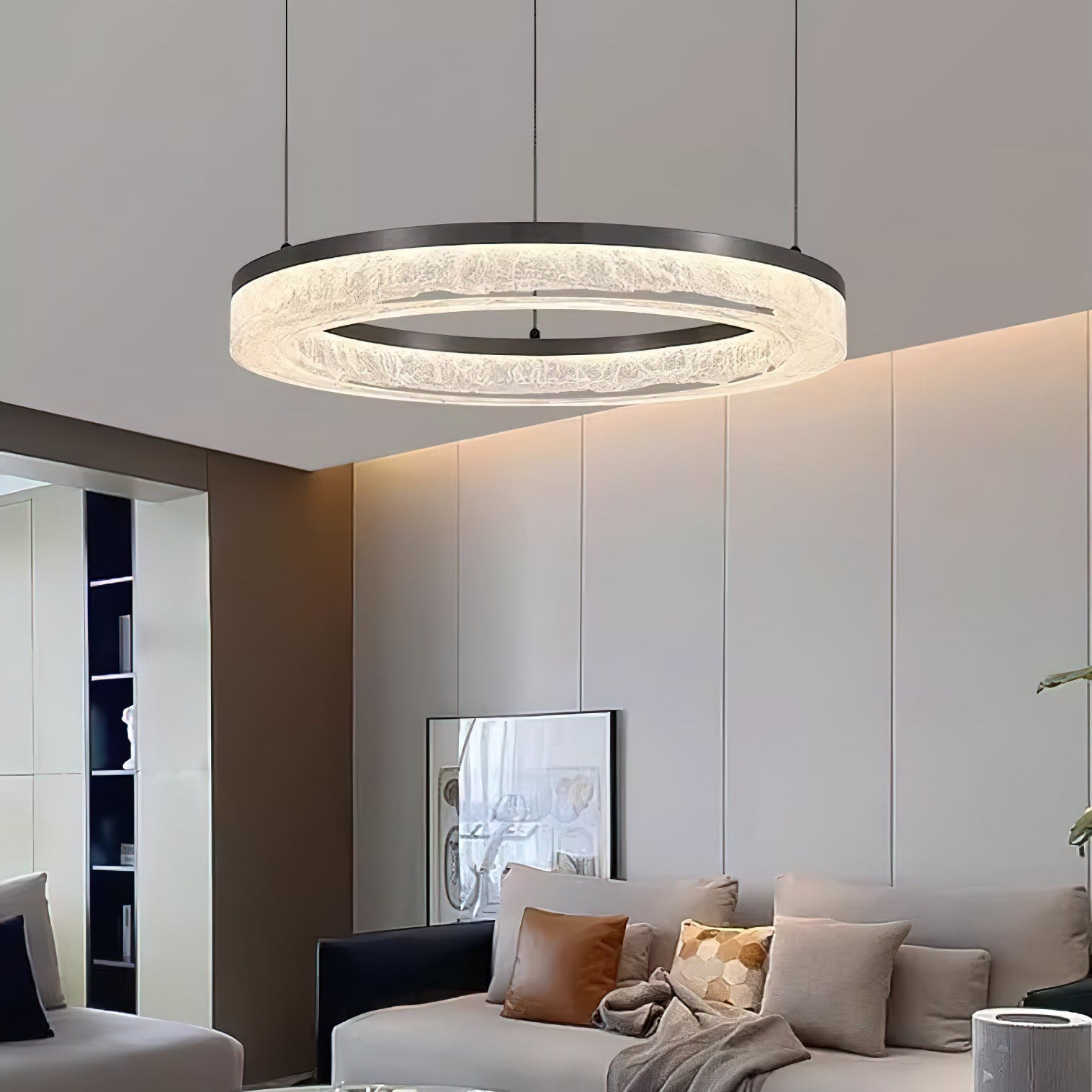 Idyll Modern Minimalist Round LED Metal Resin Chandelier - Lamp Copper