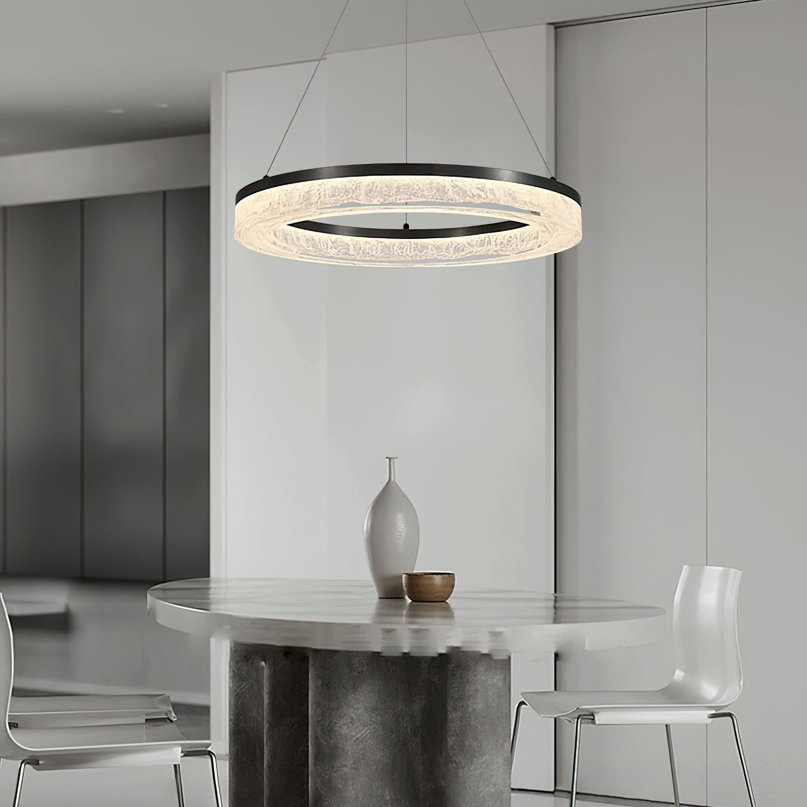 Idyll Modern Minimalist Round LED Metal Resin Chandelier - Lamp Copper