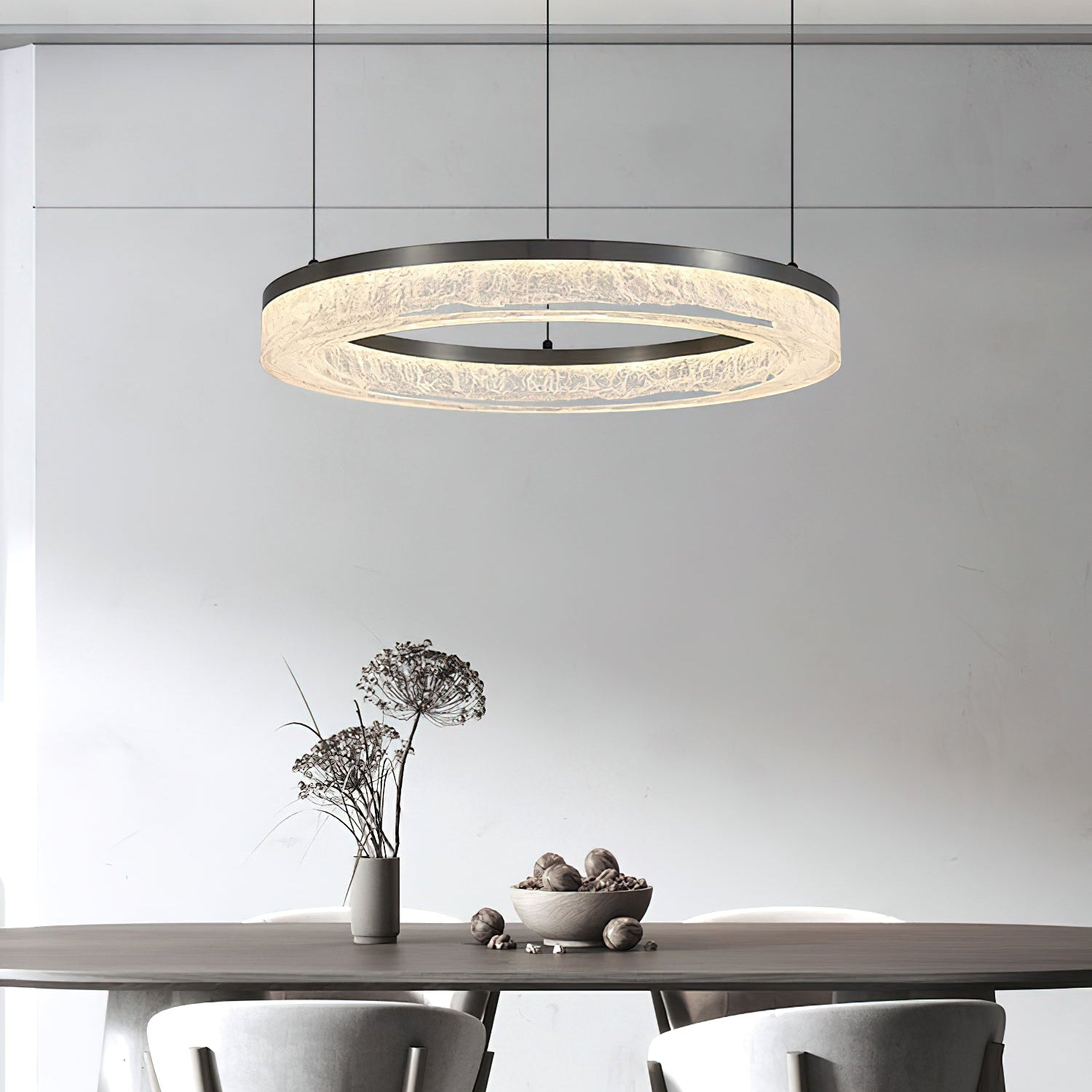 Idyll Modern Minimalist Round LED Metal Resin Chandelier - Lamp Copper