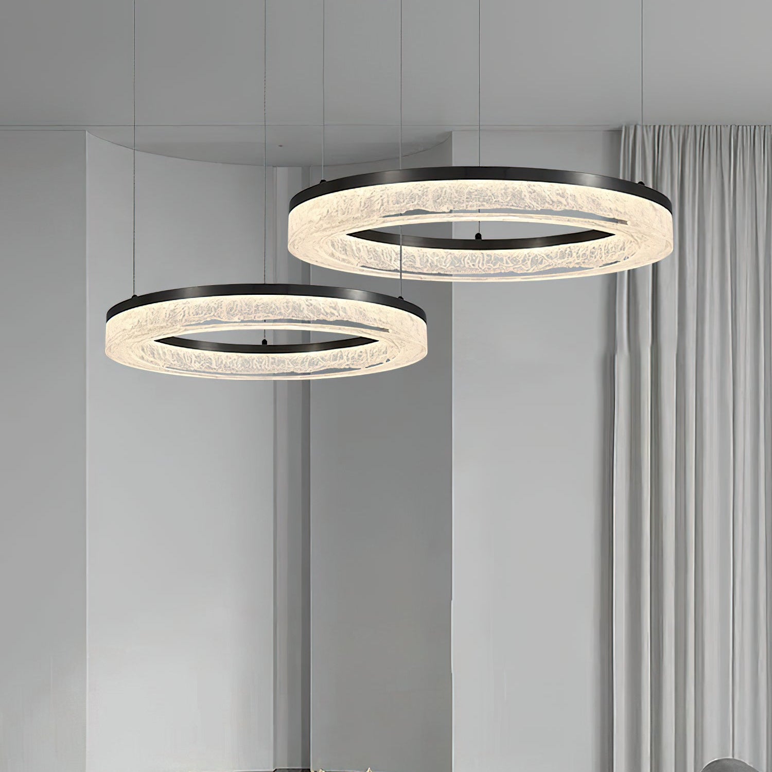 Idyll Modern Minimalist Round LED Metal Resin Chandelier - Lamp Copper