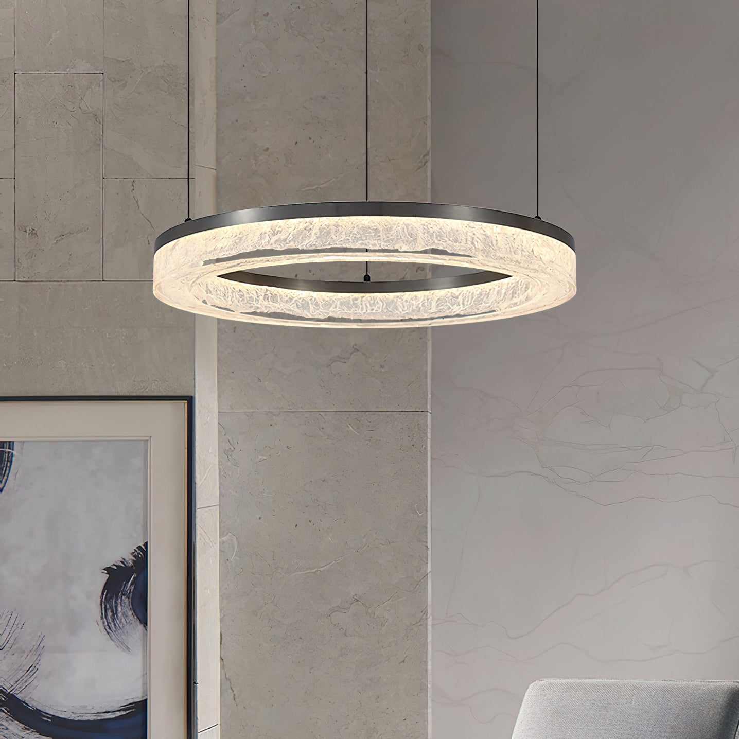 Idyll Modern Minimalist Round LED Metal Resin Chandelier - Lamp Copper
