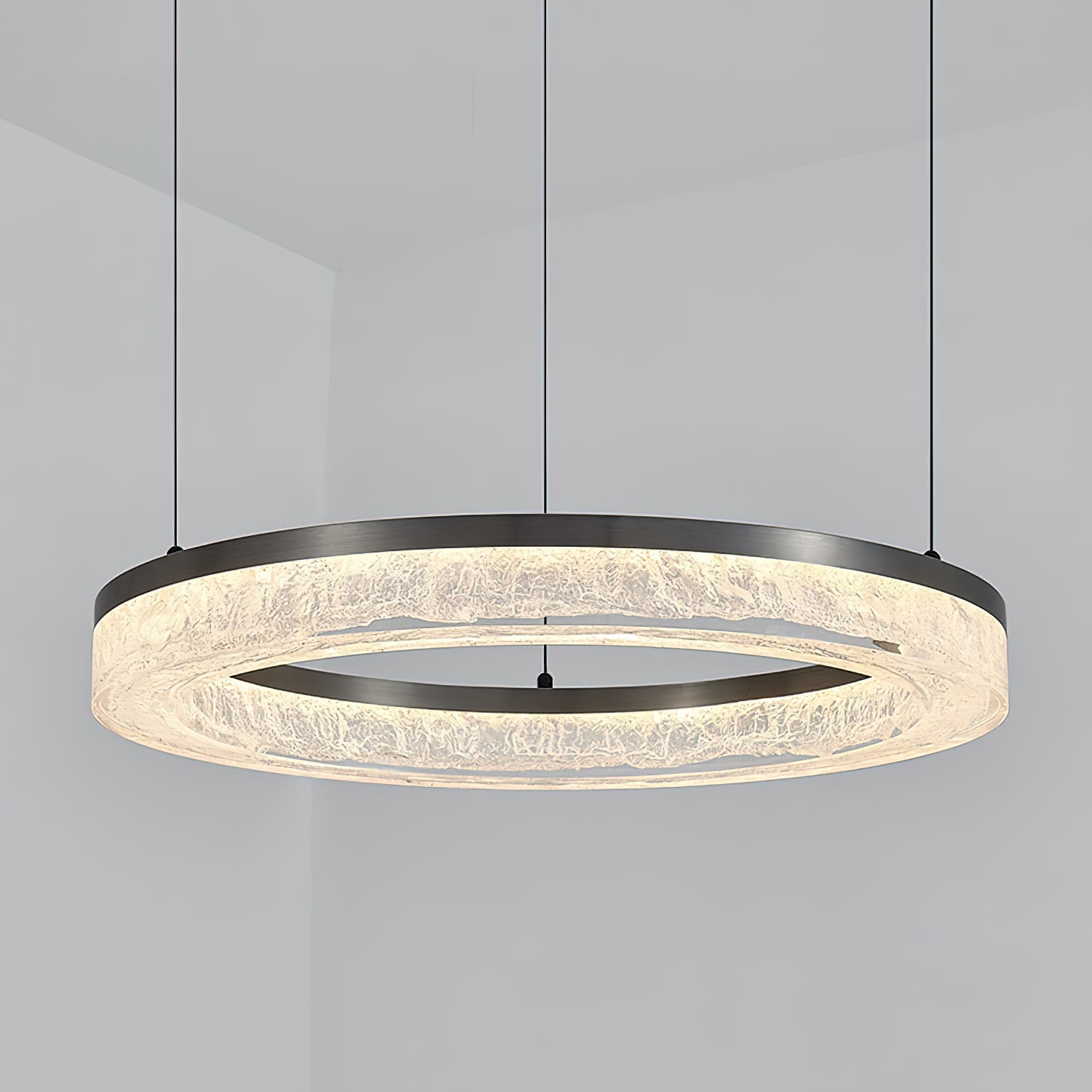 Idyll Modern Minimalist Round LED Metal Resin Chandelier - Lamp Copper