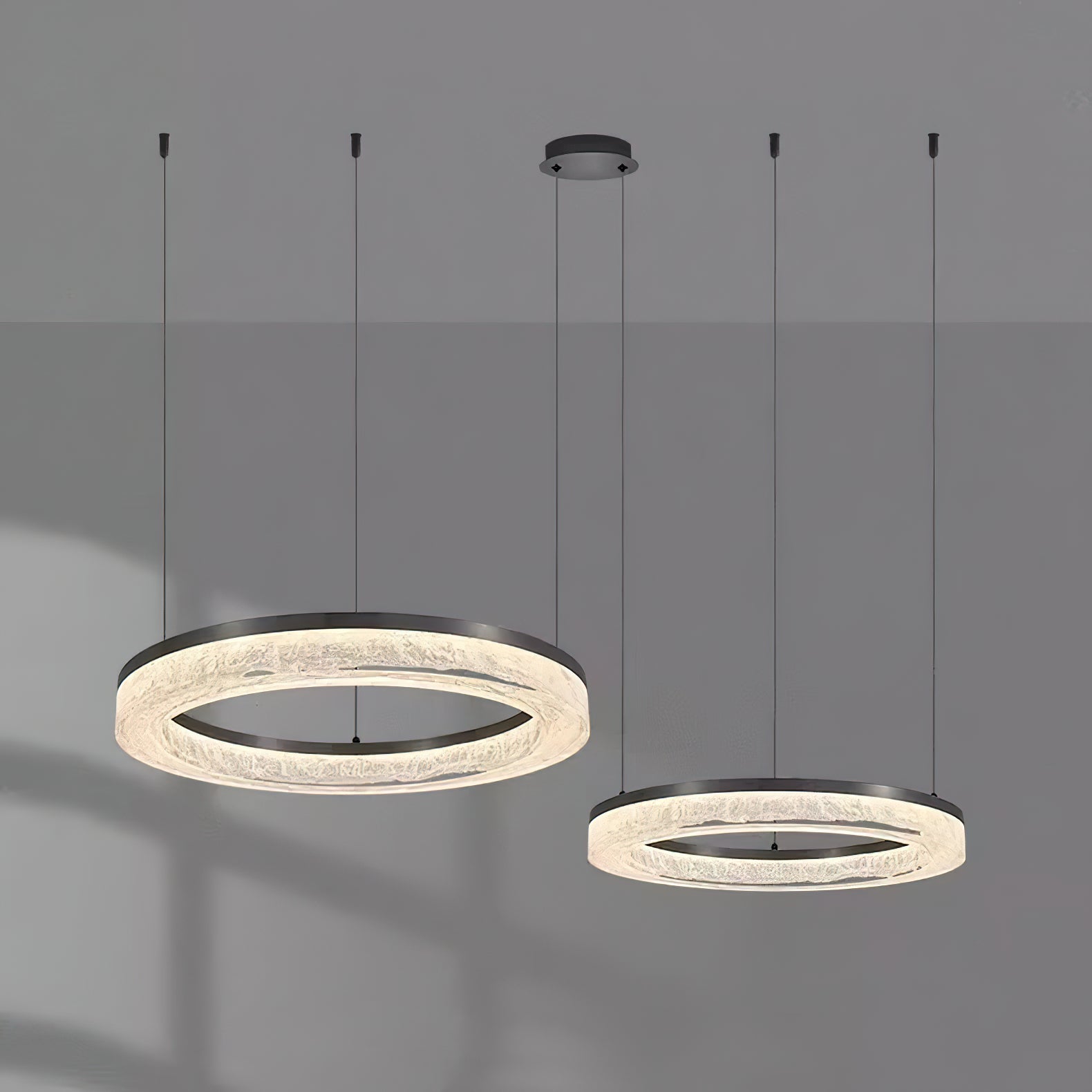 Idyll Modern Minimalist Round LED Metal Resin Chandelier - Lamp Copper