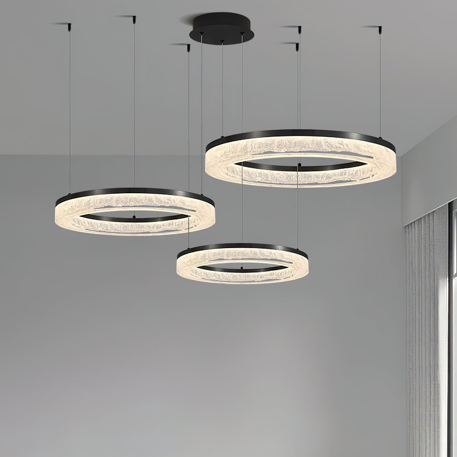 Idyll Modern Minimalist Round LED Metal Resin Chandelier - Lamp Copper