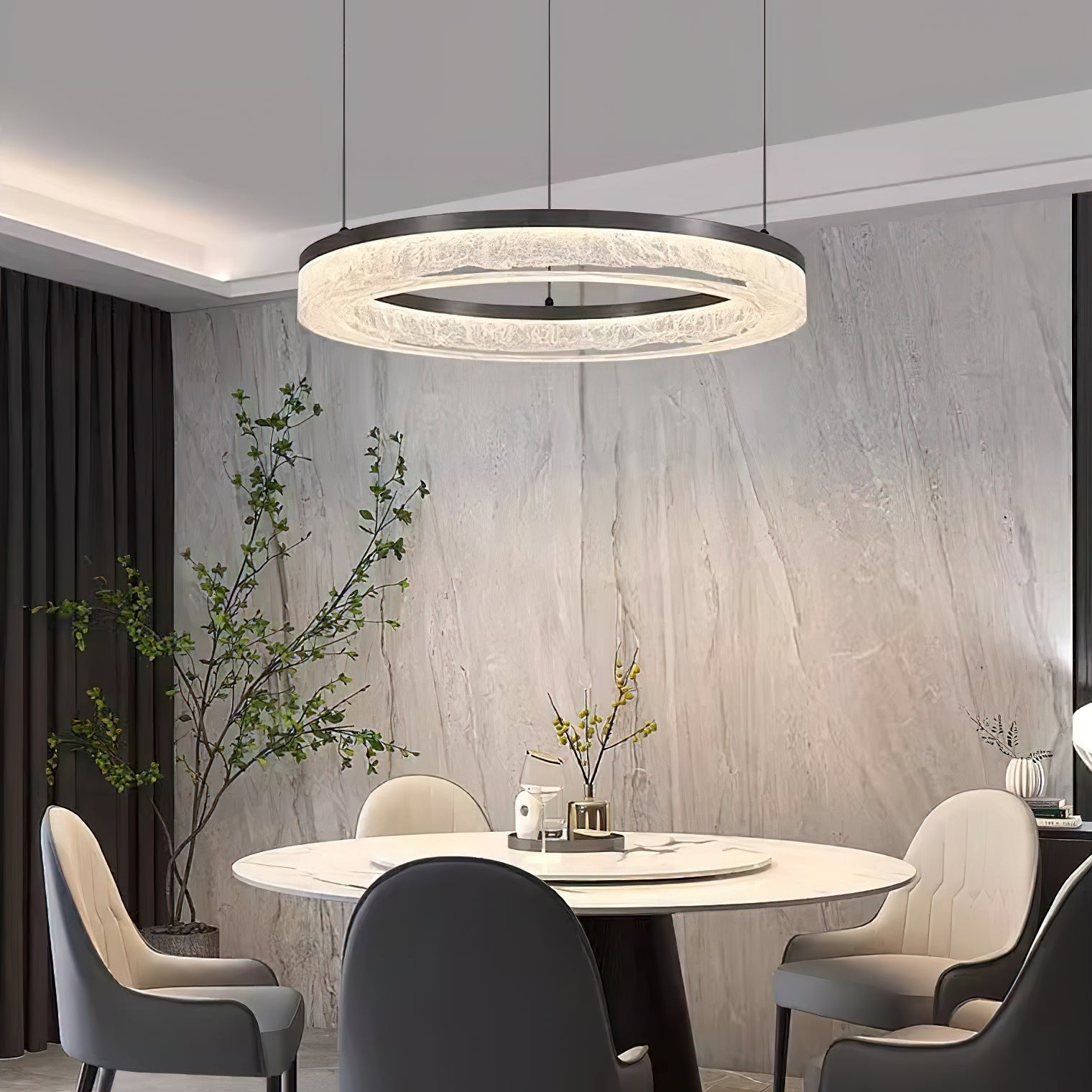 Idyll Modern Minimalist Round LED Metal Resin Chandelier - Lamp Copper