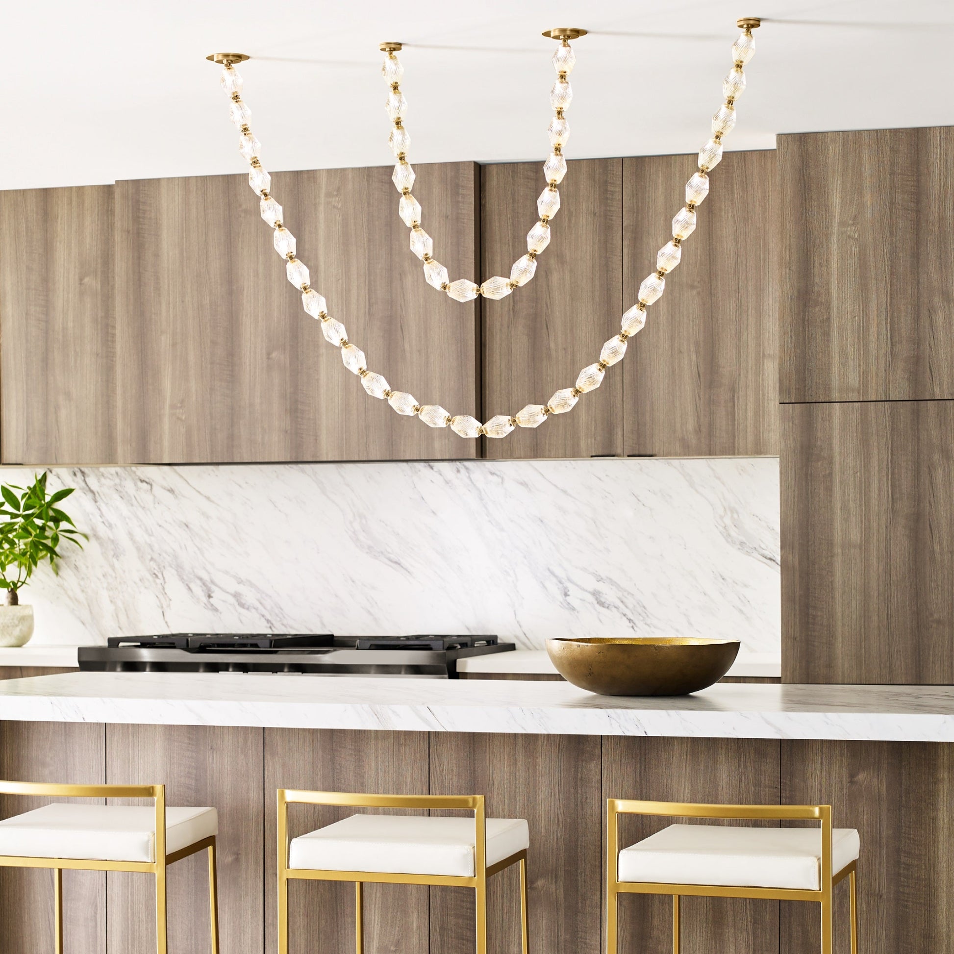 Karma Modern Minimalist Metal Glass Chandelier - Lamp Copper