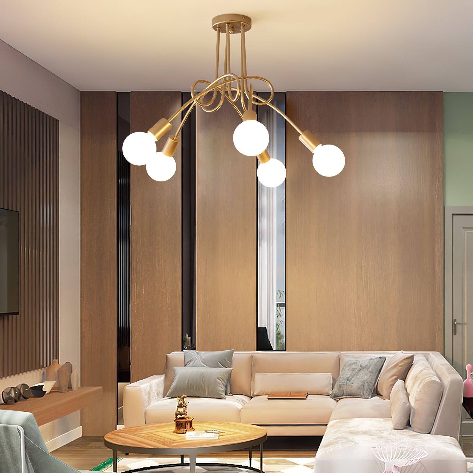 Oasis Art Unique Sputnik Metal Glass Ceiling Lamp - Lamp Copper