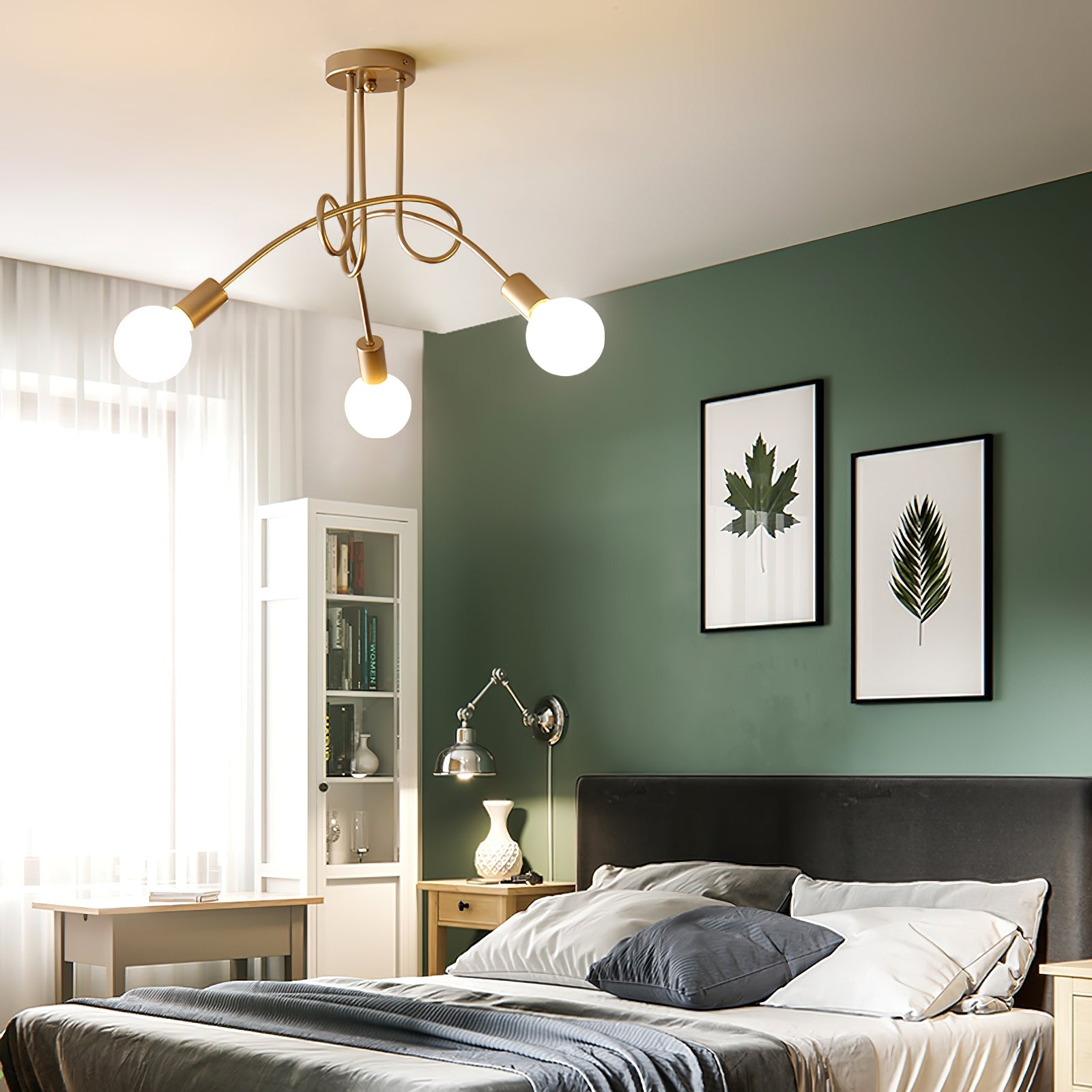 Oasis Art Unique Sputnik Metal Glass Ceiling Lamp - Lamp Copper