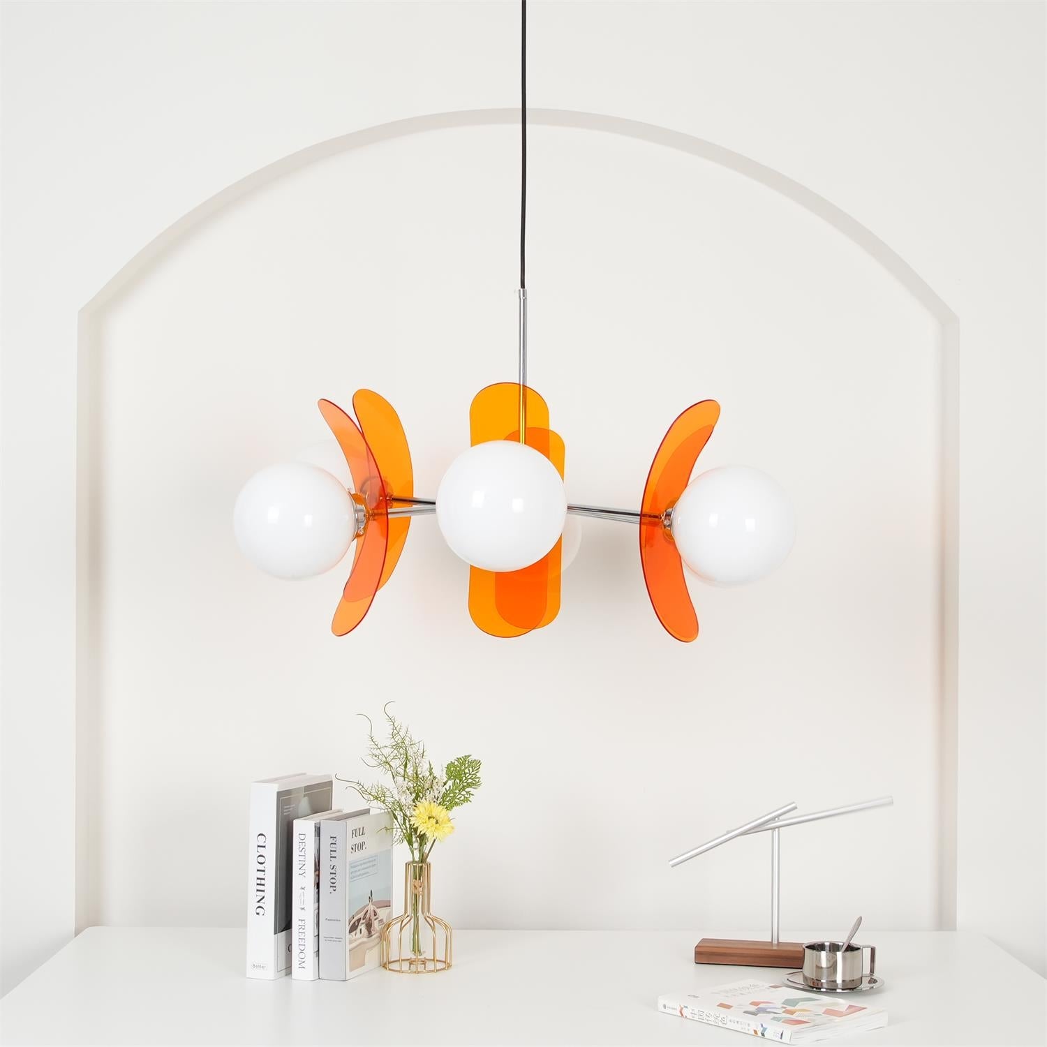 Prism Creativity Sputnik Orange Glass Acrylic Chandelier - Lamp Copper