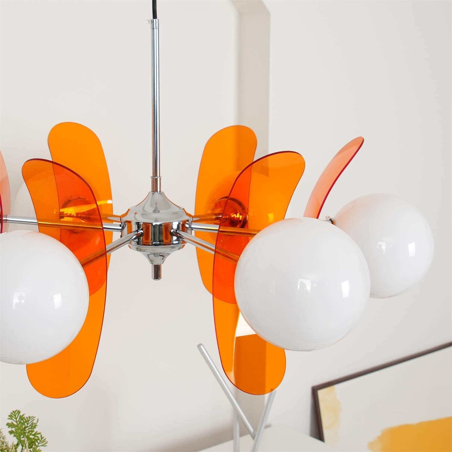 Prism Creativity Sputnik Orange Glass Acrylic Chandelier - Lamp Copper