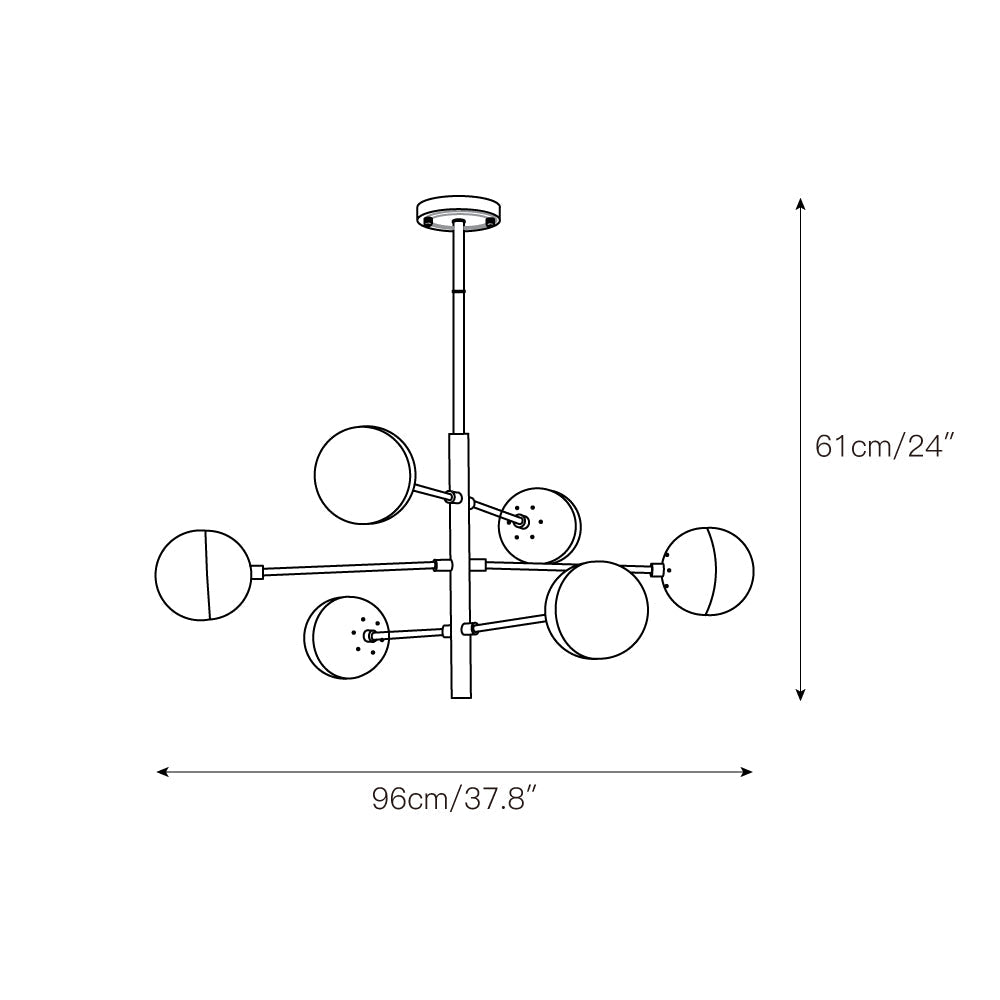 Ultra Modern Minimalist Brass Metal Glass Chandelier - Lamp Copper