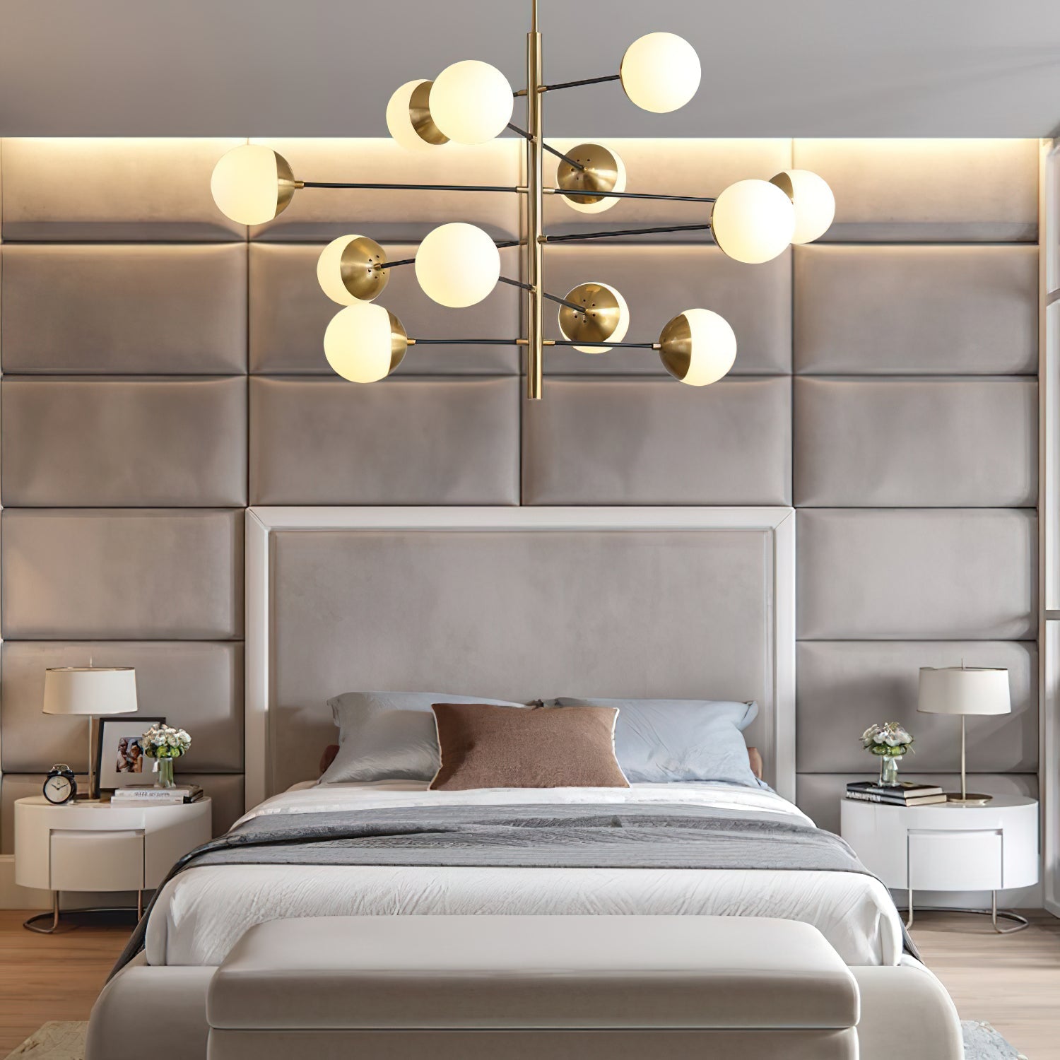 Ultra Modern Minimalist Brass Metal Glass Chandelier - Lamp Copper