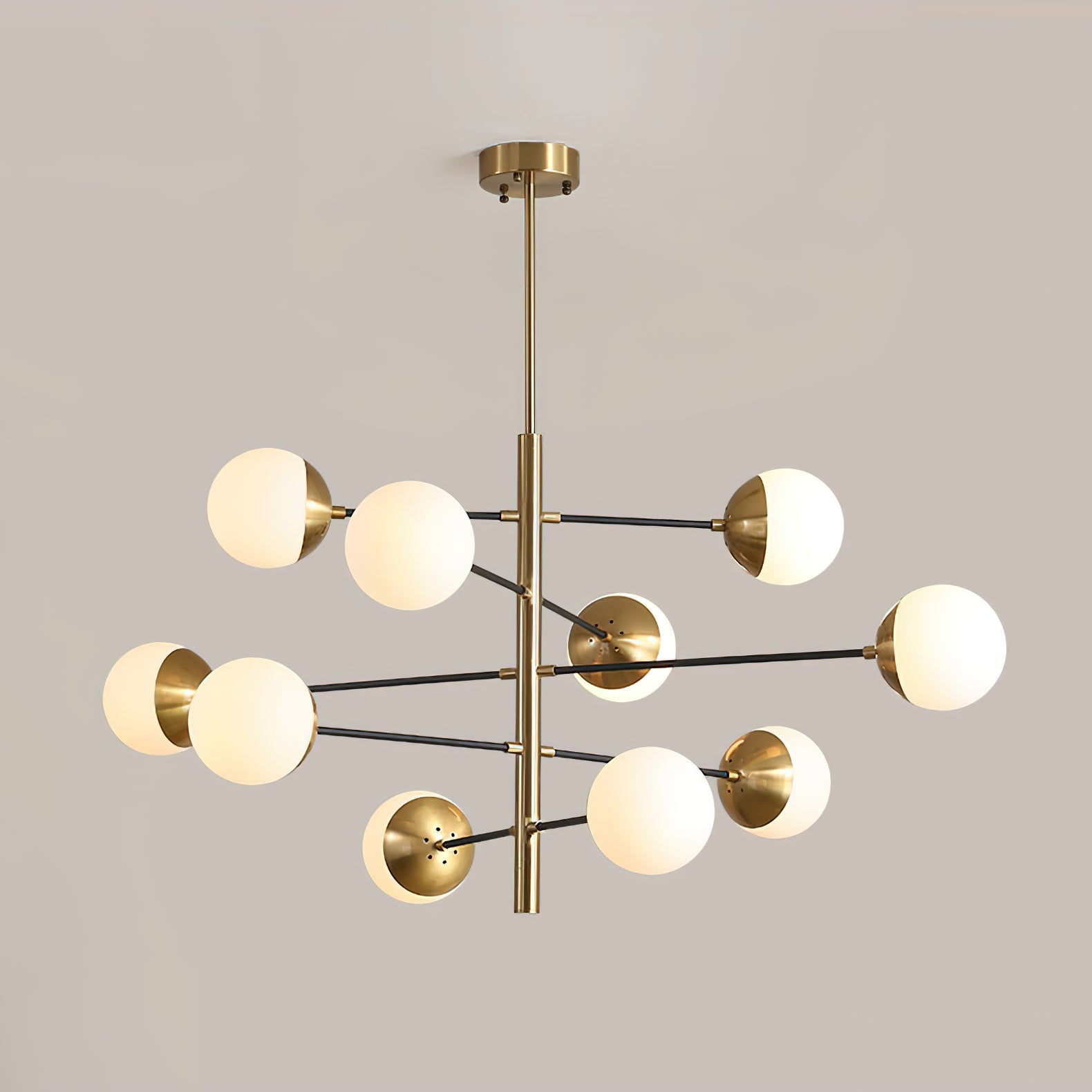 Ultra Modern Minimalist Brass Metal Glass Chandelier - Lamp Copper