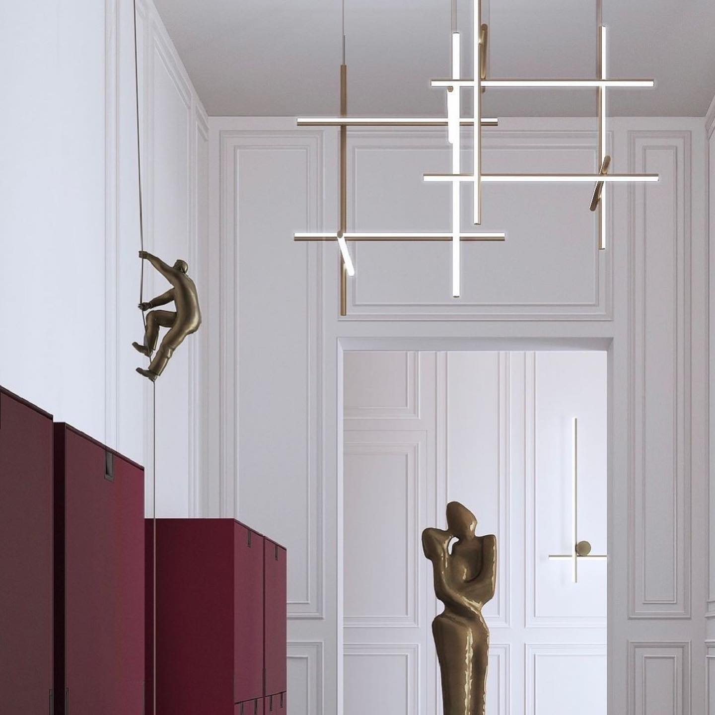 Breeze Modern Minimalist Classic Copper Metal Chandelier - Lamp Copper