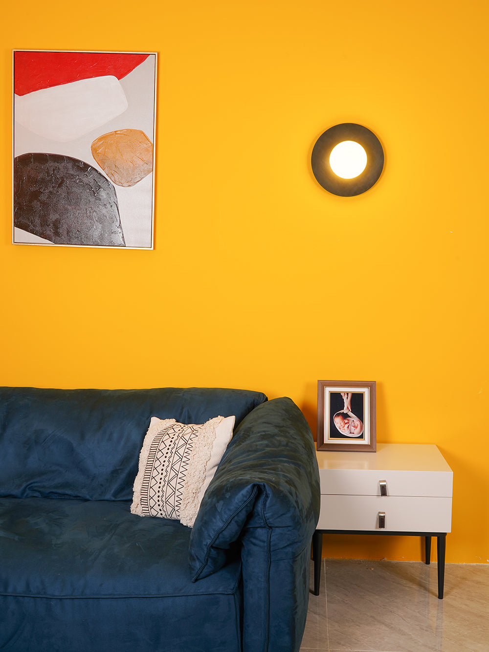 Haze Modern Minimalist Round Metal Glass Wall Lamp - Lamp Copper