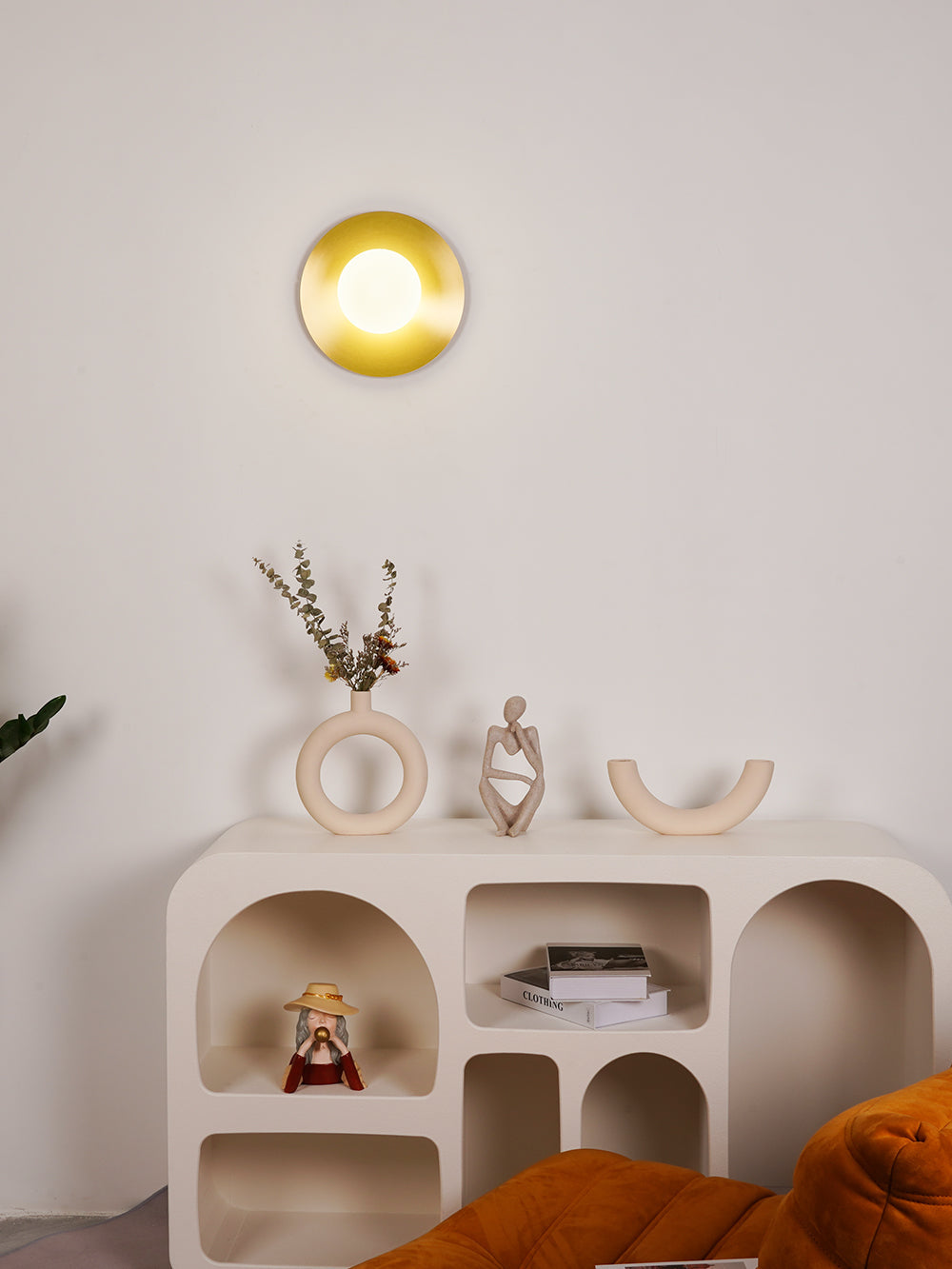 Haze Modern Minimalist Round Metal Glass Wall Lamp - Lamp Copper