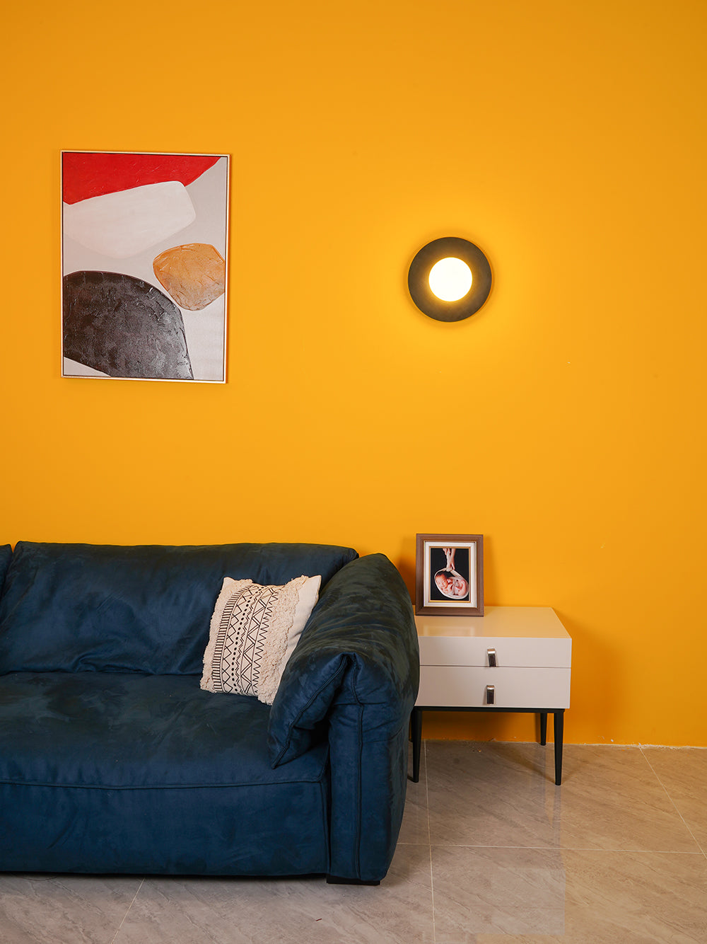 Haze Modern Minimalist Round Metal Glass Wall Lamp - Lamp Copper