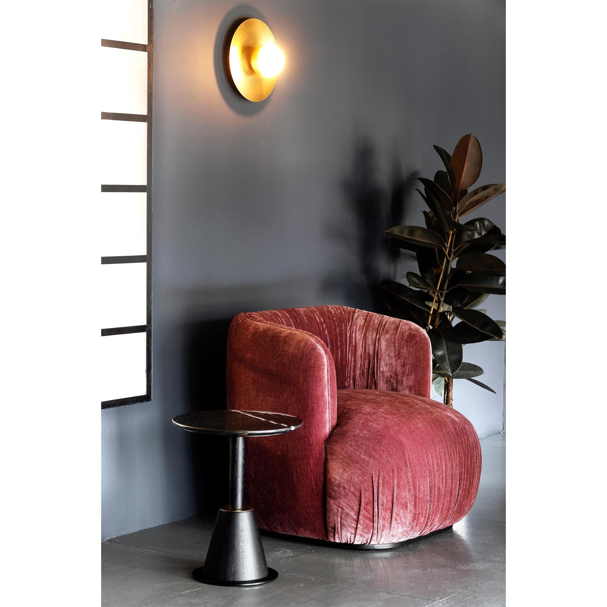 Haze Modern Minimalist Round Metal Glass Wall Lamp - Lamp Copper