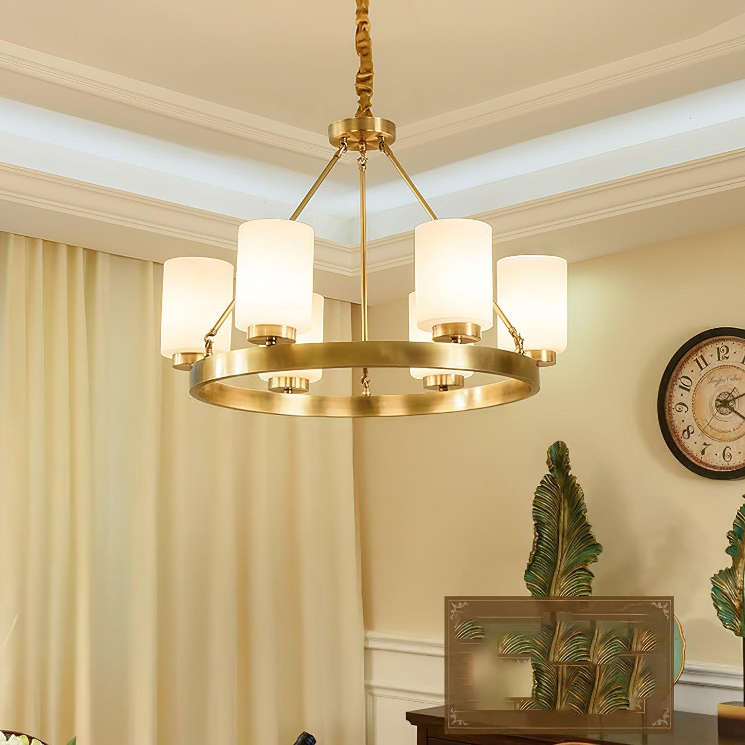 Illume Postmodern Luxury Brass Metal Glass Chandelier - Lamp Copper