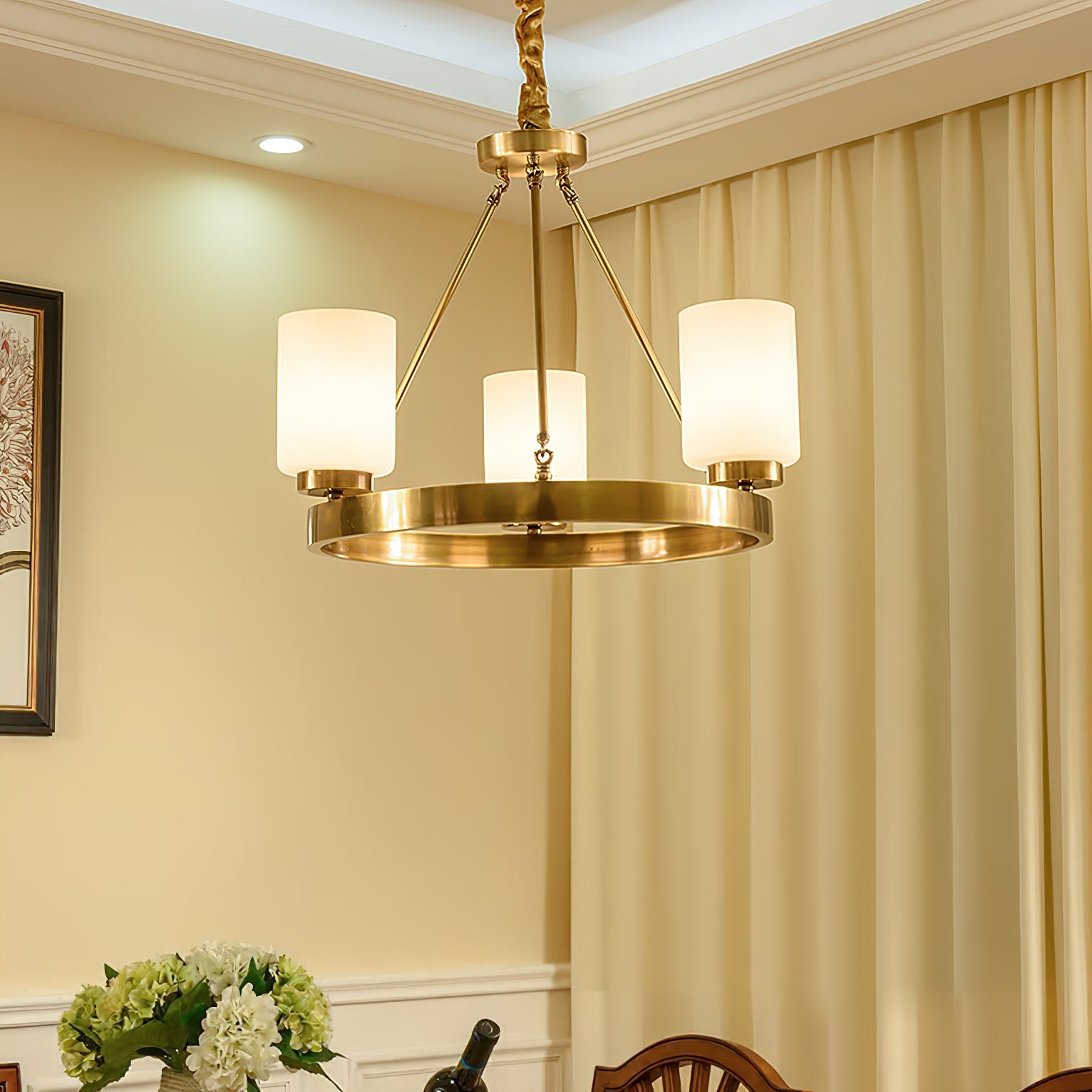 Illume Postmodern Luxury Brass Metal Glass Chandelier - Lamp Copper