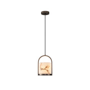 Jewel Modern Minimalist Brass Metal Alabaster Pendant Light - Lamp Copper