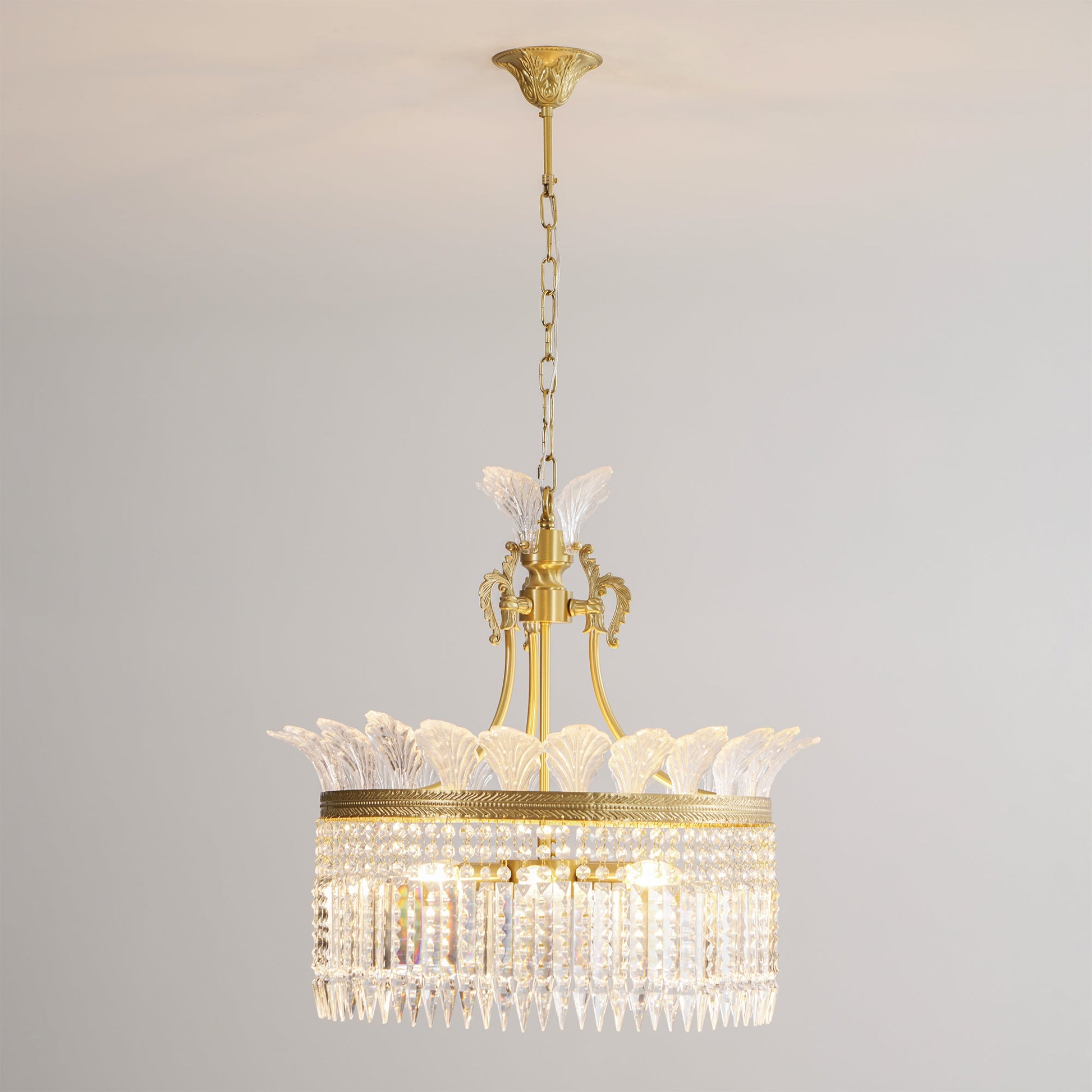 Crinoline Postmodern Luxury Brass Crystal Chandelier - Lamp Copper