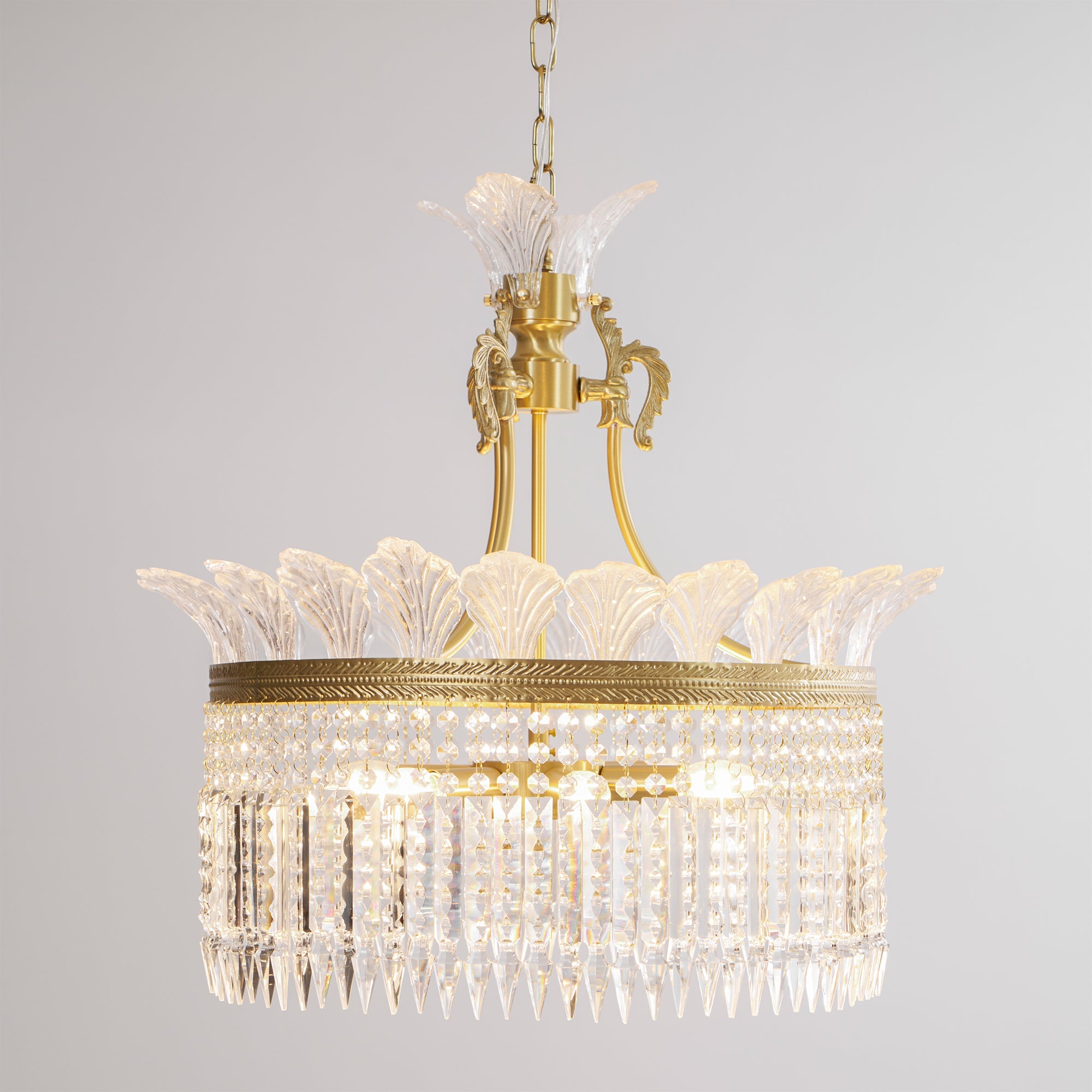 Crinoline Postmodern Luxury Brass Crystal Chandelier - Lamp Copper