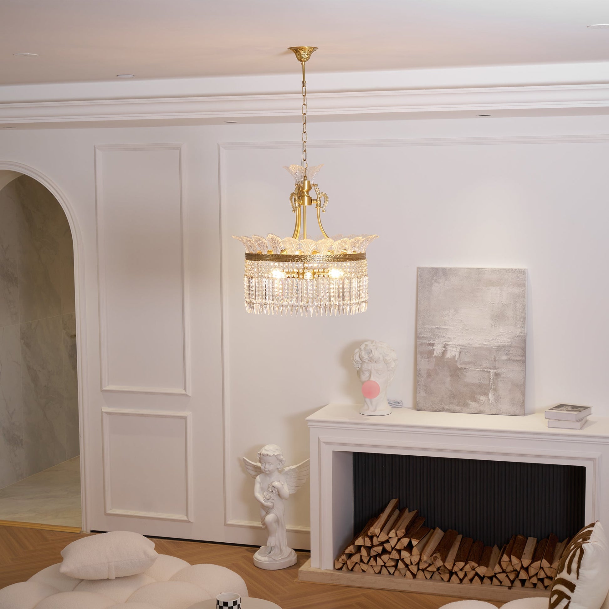 Crinoline Postmodern Luxury Brass Crystal Chandelier - Lamp Copper