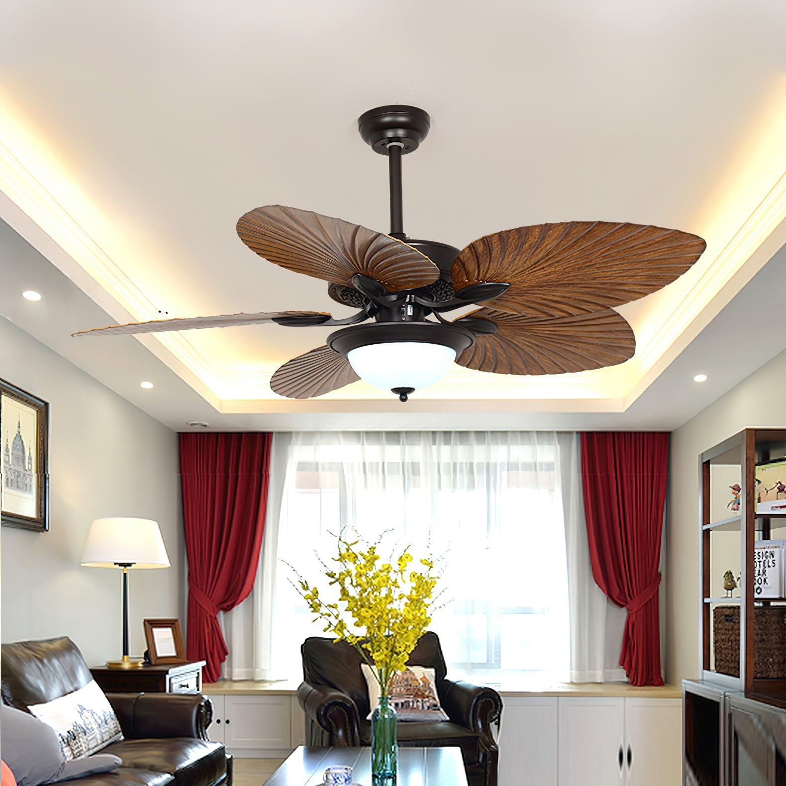 Yearn Natural Classic Walnut Acrylic Ceiling Fan Light - Lamp Copper