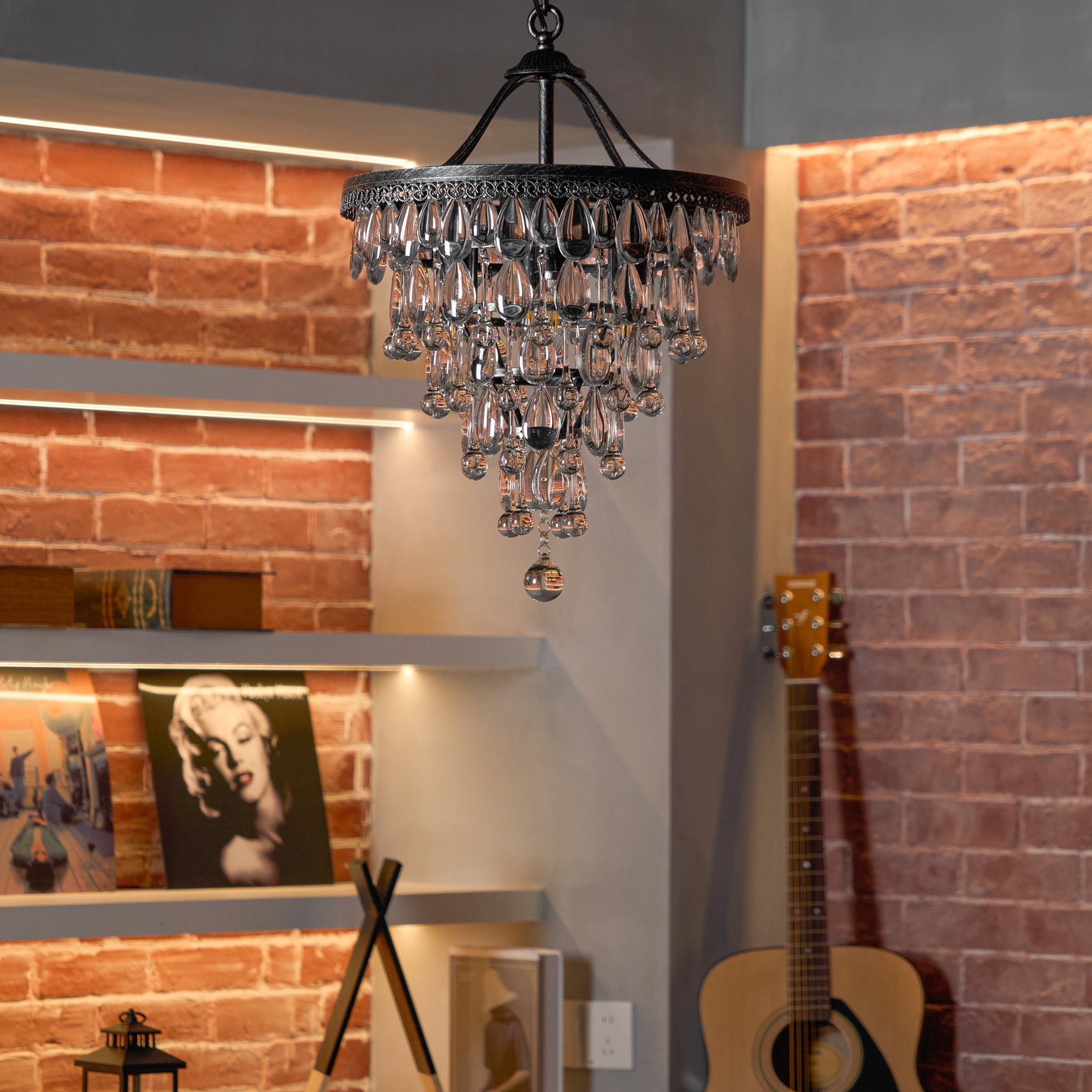 Blink Unique Inverted Pyramid Metal Crystal Chandelier - Lamp Copper