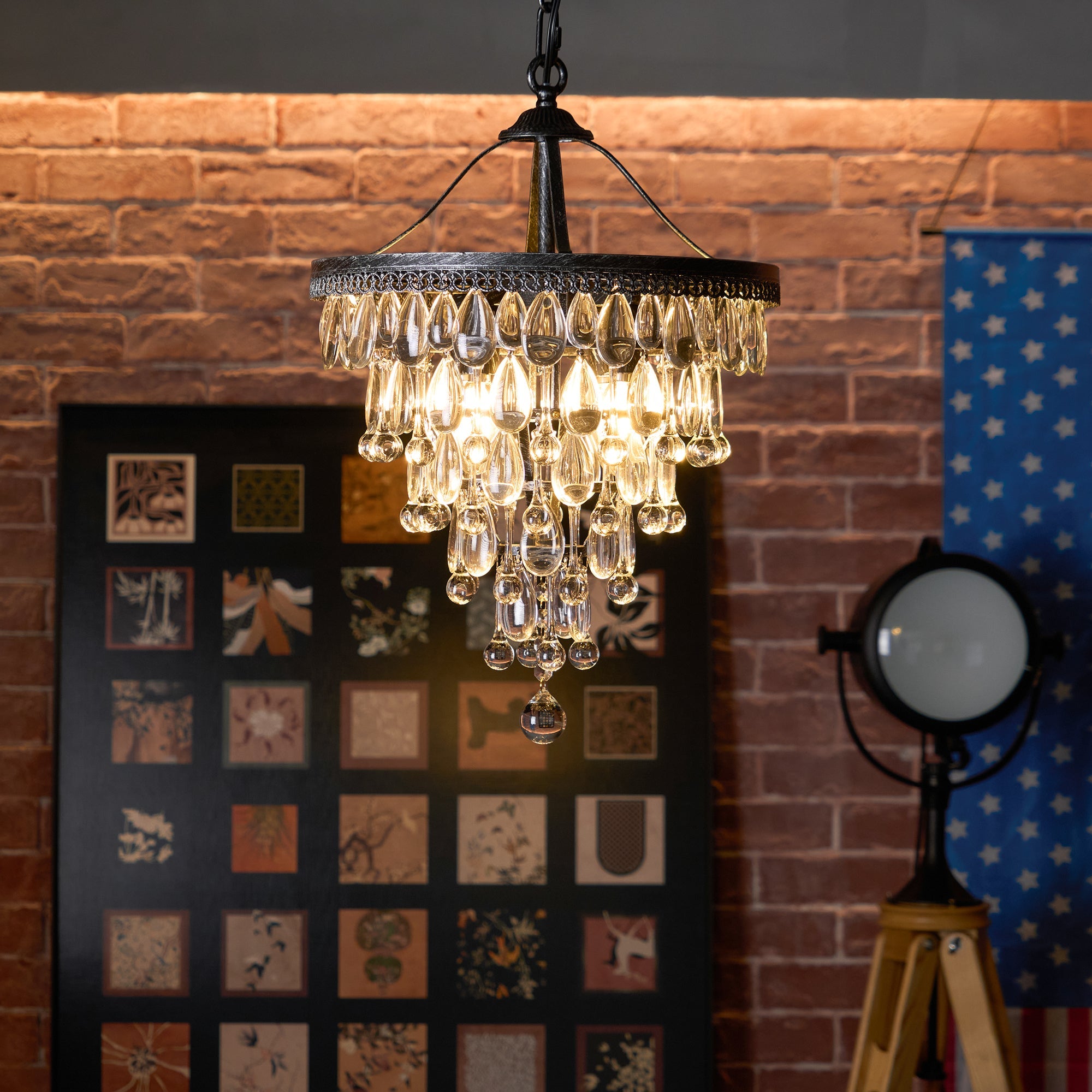 Blink Unique Inverted Pyramid Metal Crystal Chandelier - Lamp Copper