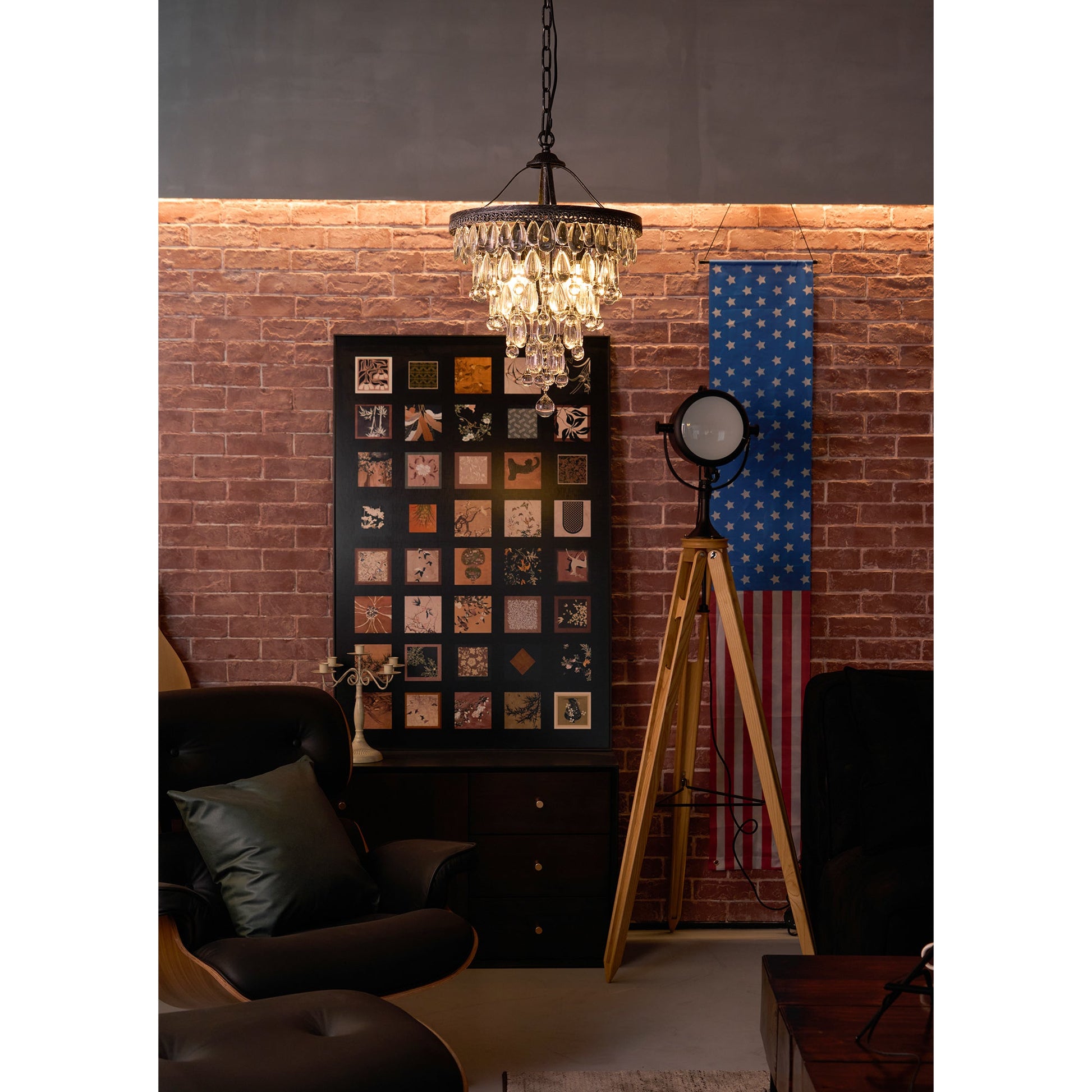 Blink Unique Inverted Pyramid Metal Crystal Chandelier - Lamp Copper