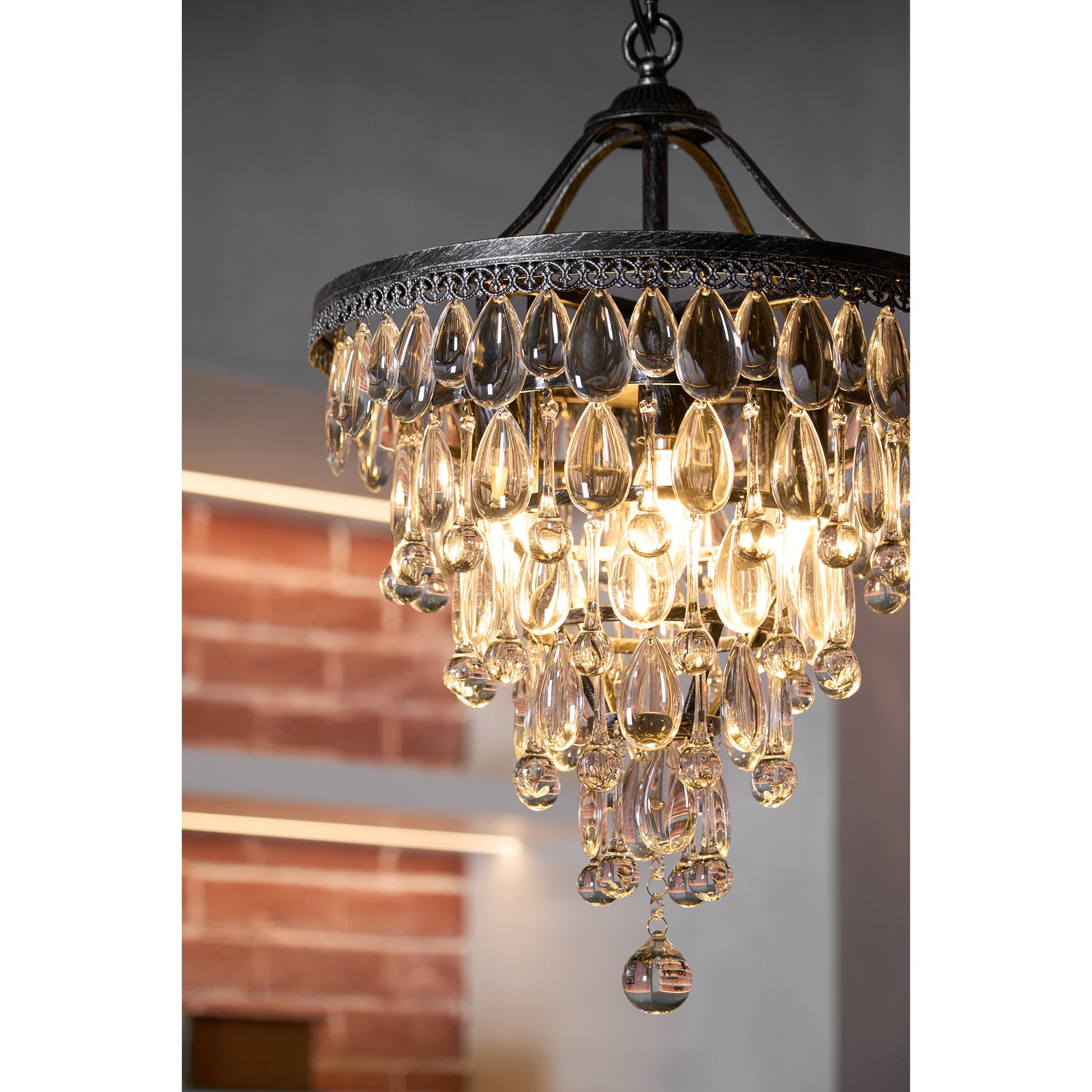 Blink Unique Inverted Pyramid Metal Crystal Chandelier - Lamp Copper