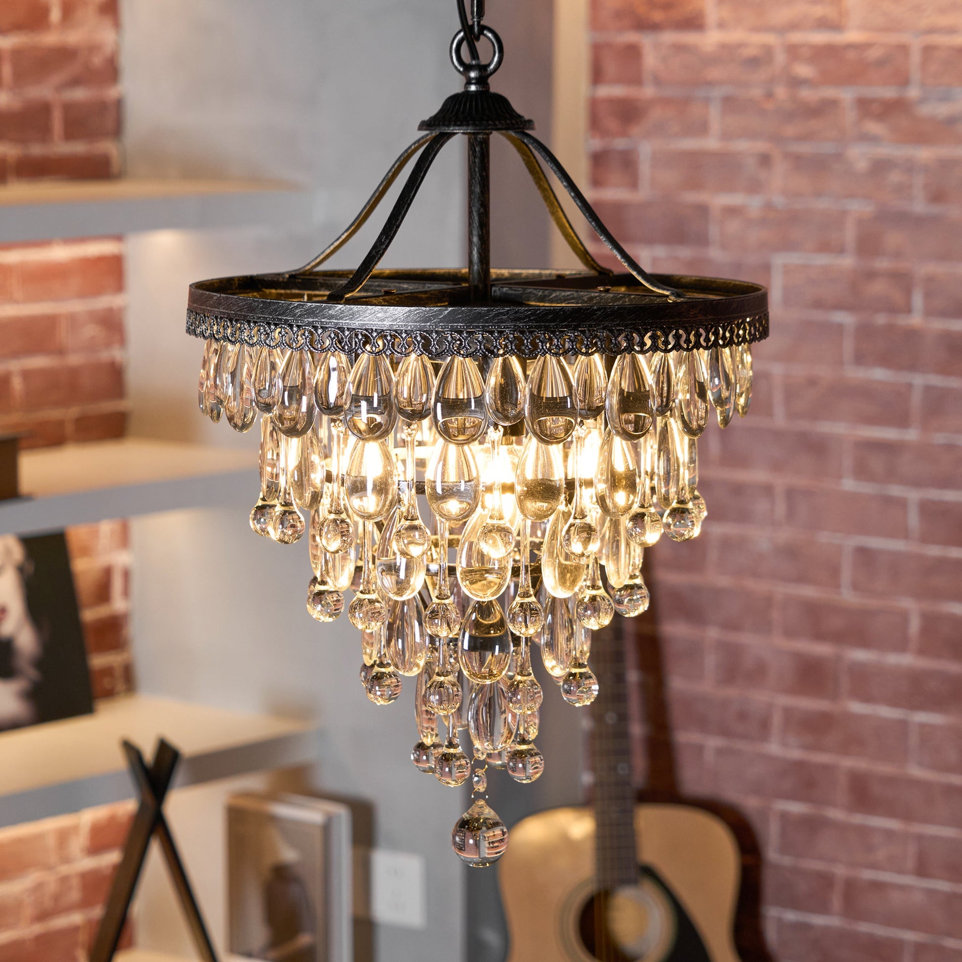Blink Unique Inverted Pyramid Metal Crystal Chandelier - Lamp Copper