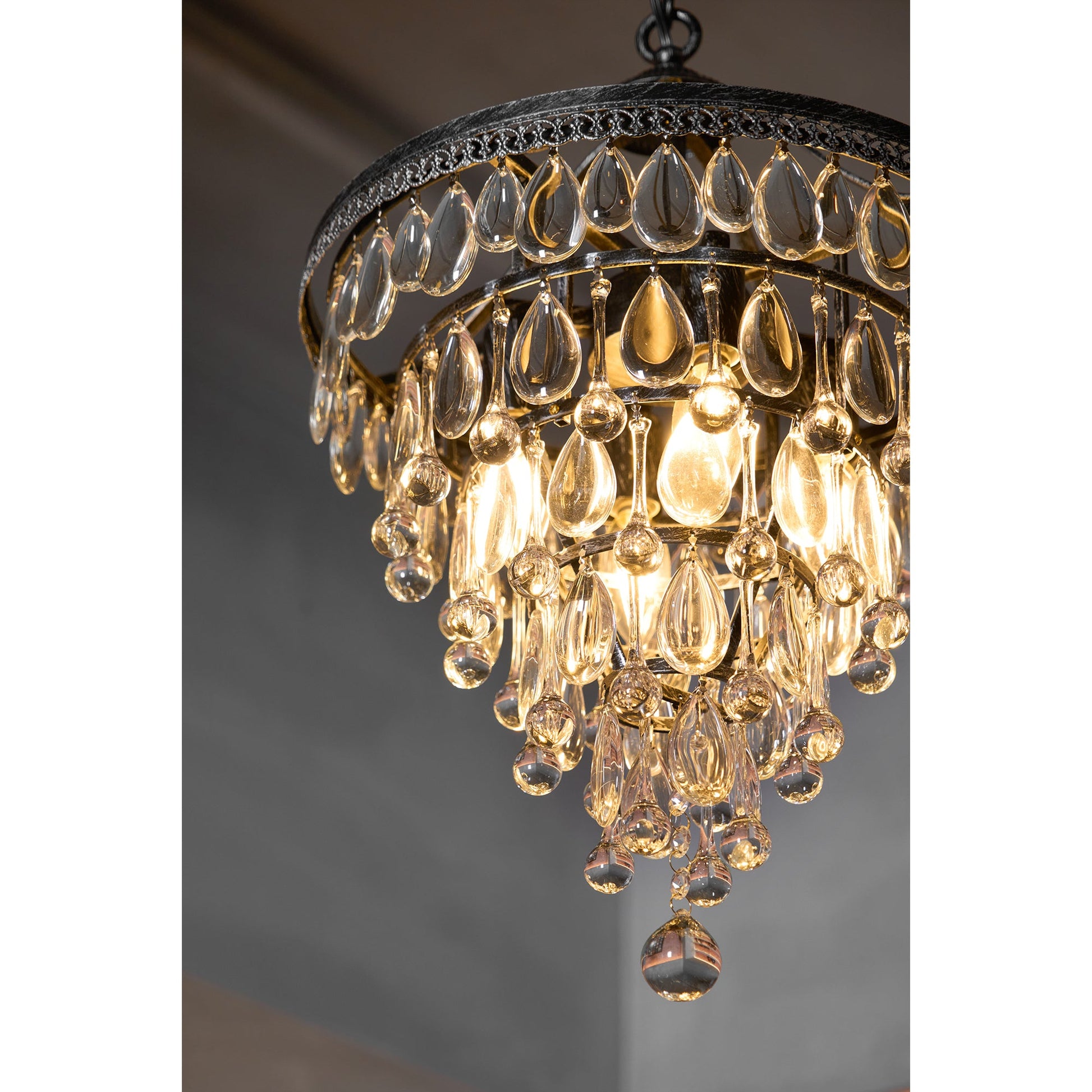 Blink Unique Inverted Pyramid Metal Crystal Chandelier - Lamp Copper