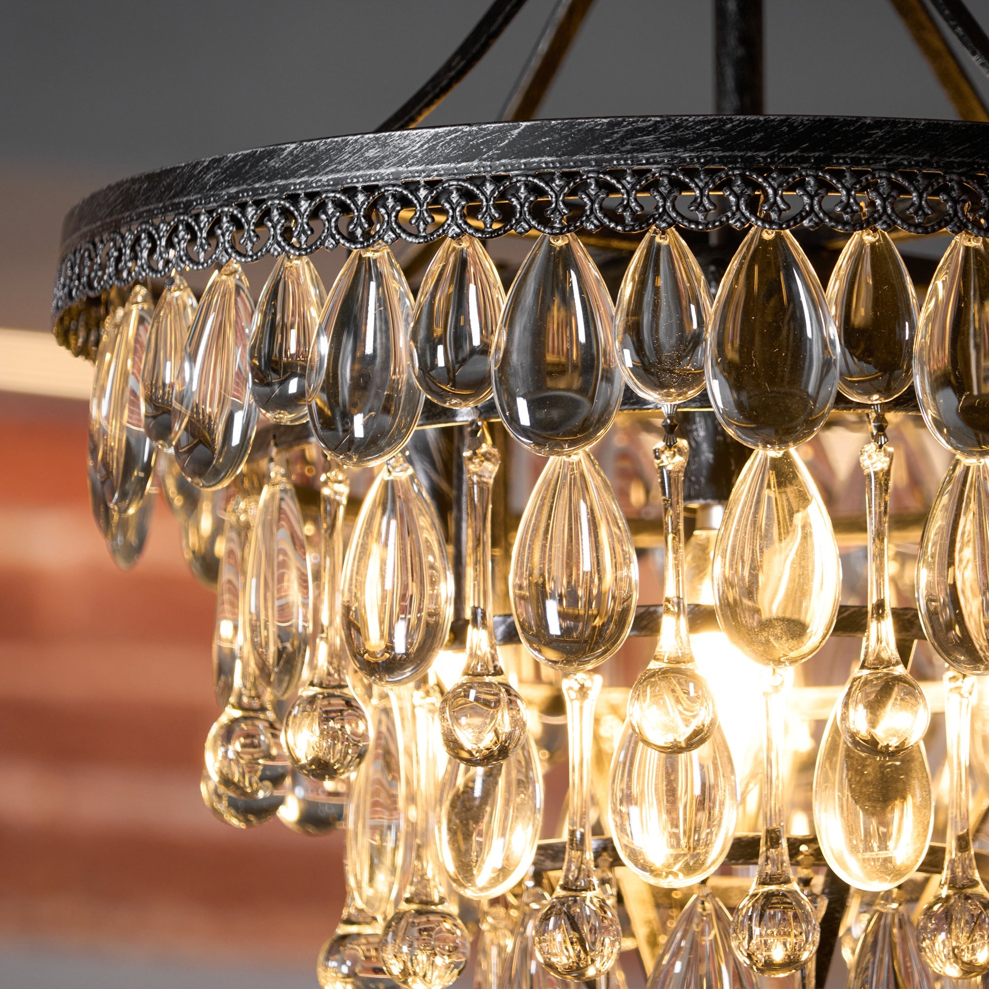 Blink Unique Inverted Pyramid Metal Crystal Chandelier - Lamp Copper