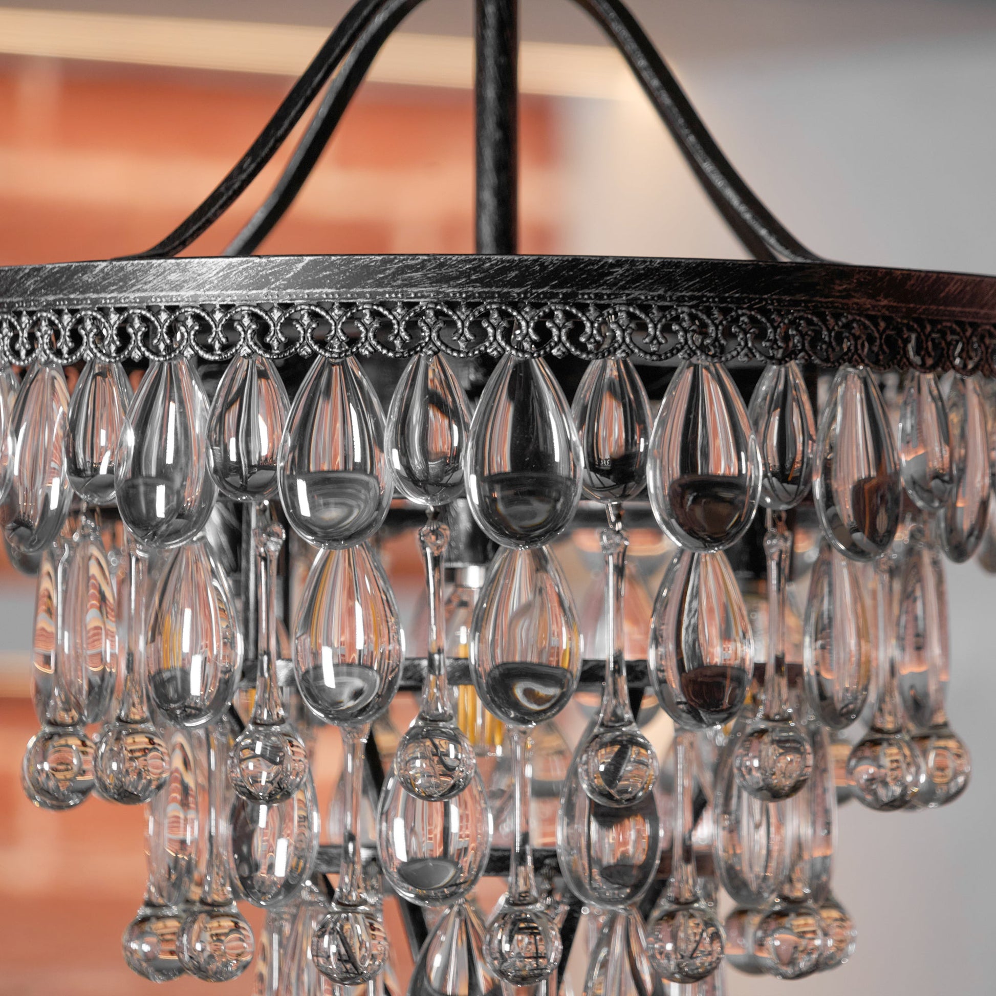 Blink Unique Inverted Pyramid Metal Crystal Chandelier - Lamp Copper