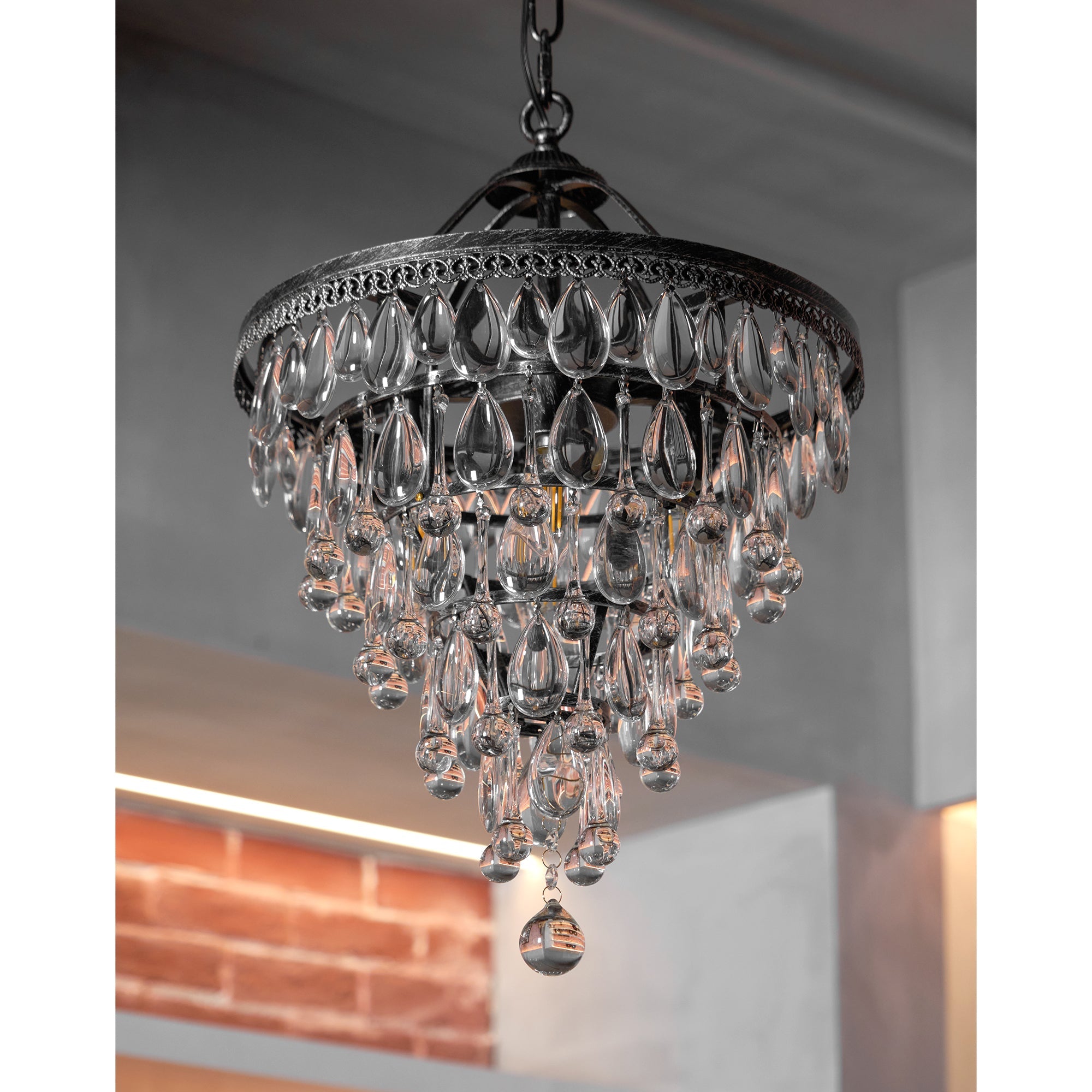 Blink Unique Inverted Pyramid Metal Crystal Chandelier - Lamp Copper