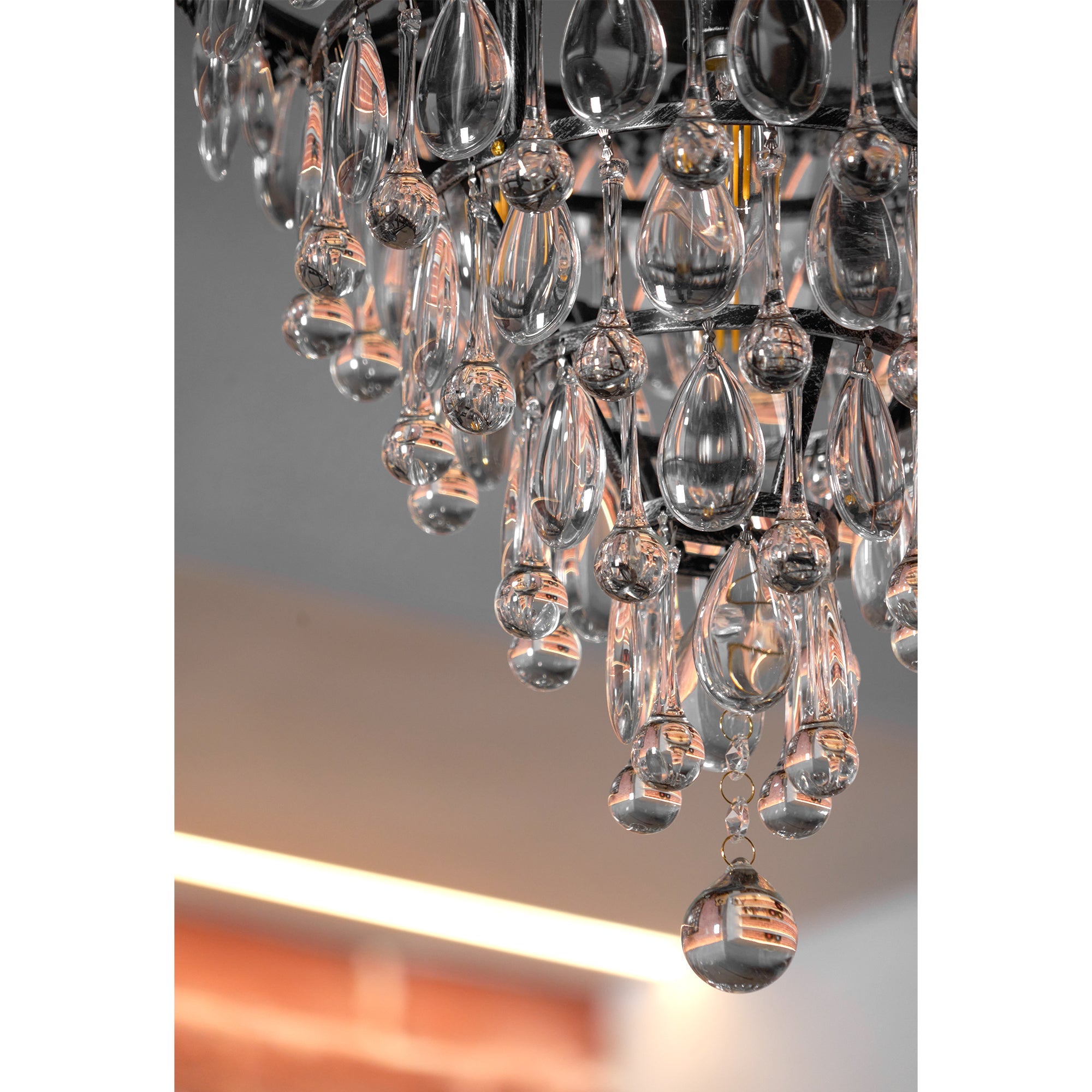 Blink Unique Inverted Pyramid Metal Crystal Chandelier - Lamp Copper
